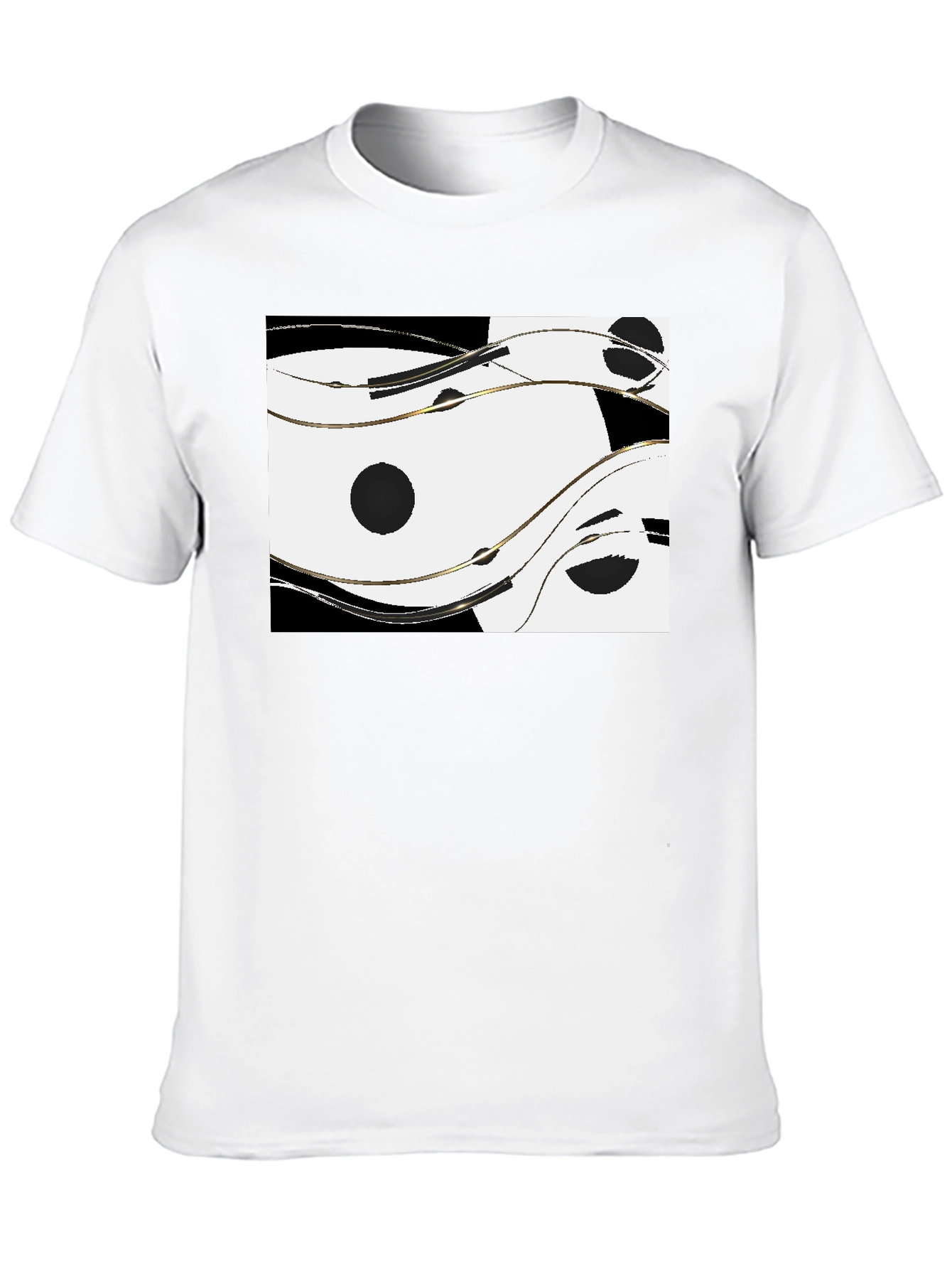 Black Abstract Yin Yang Style Graphic Tee - Black view 10