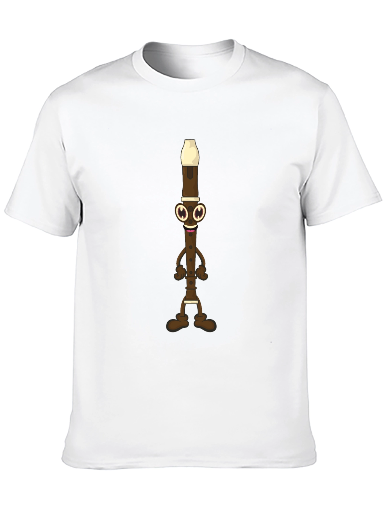 Black Funny Flute Cartoon Graphic Tee - Black Cotton view 10