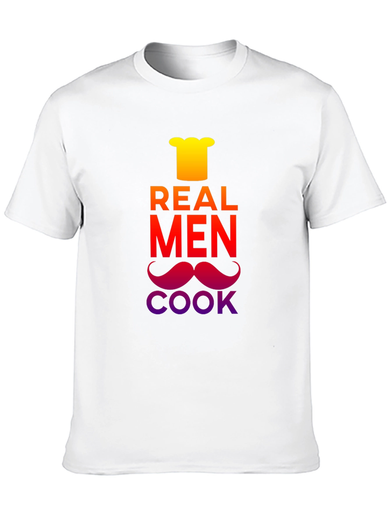 Black Real Men Cook T-Shirt - Chef's Hat & Moustache Design view 10