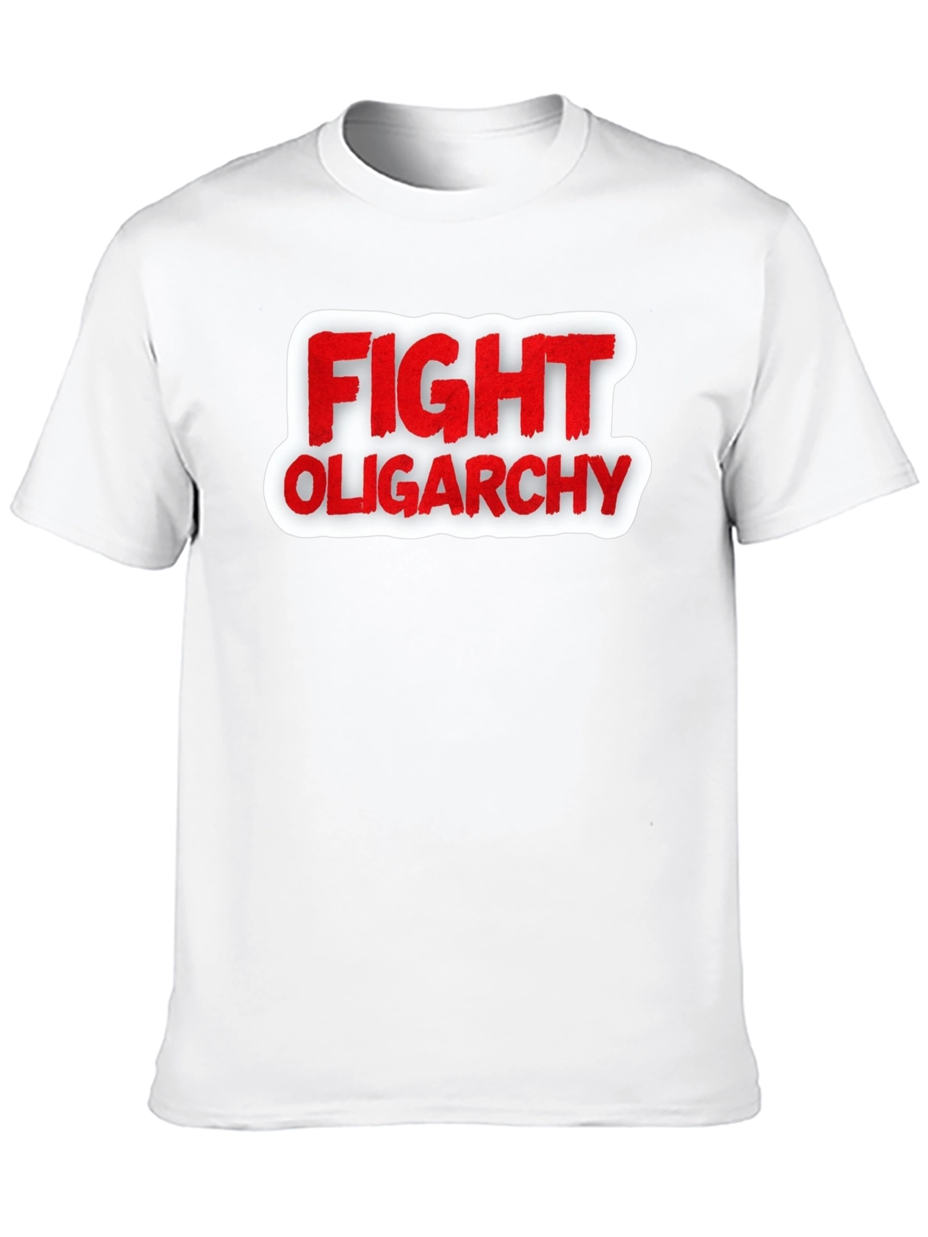 Black Fight Oligarchy T-Shirt - Red and White Graphic Tee view 10