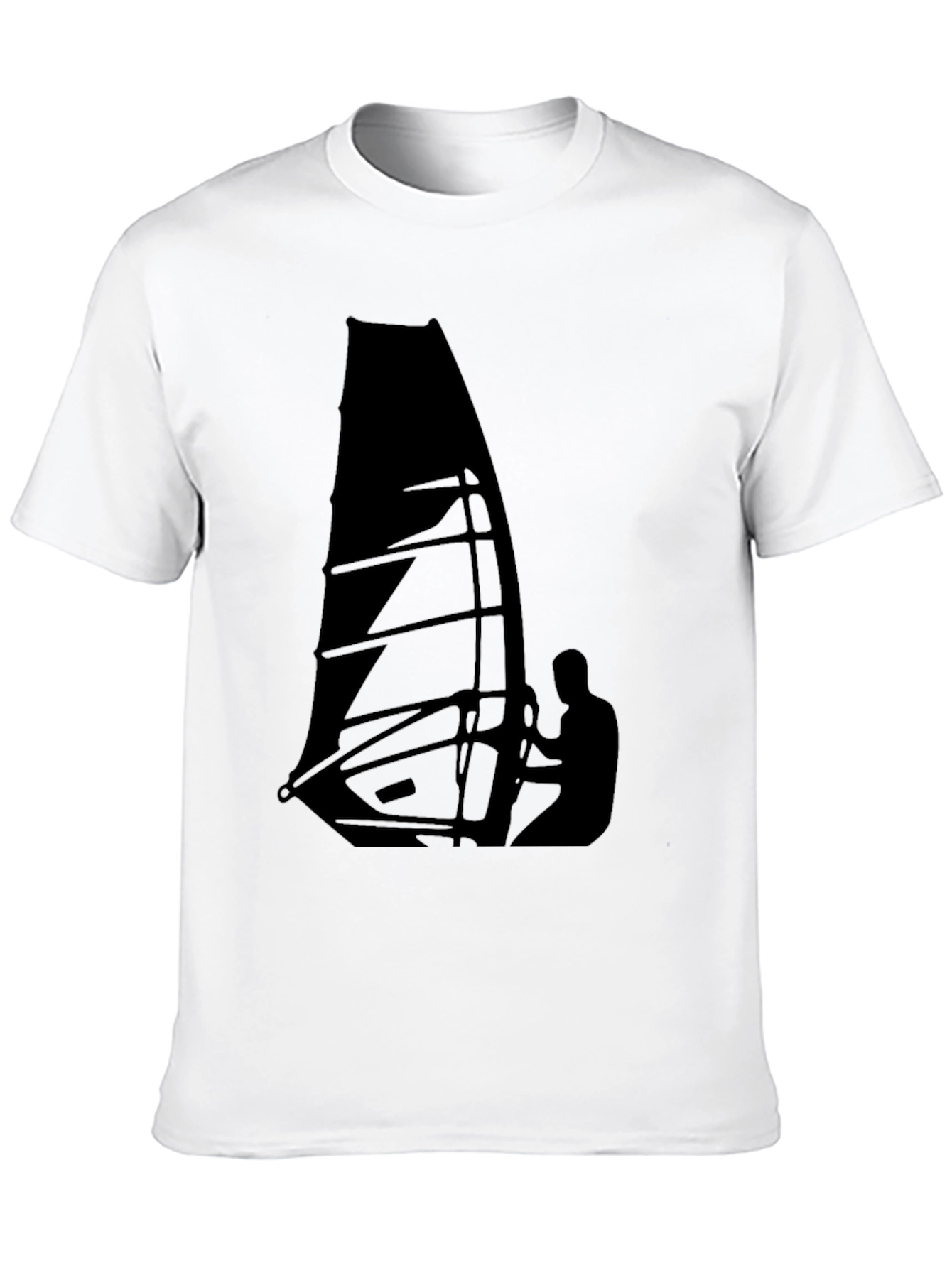 Black Windsurfing Graphic Tee - Black Cotton T-Shirt view 10