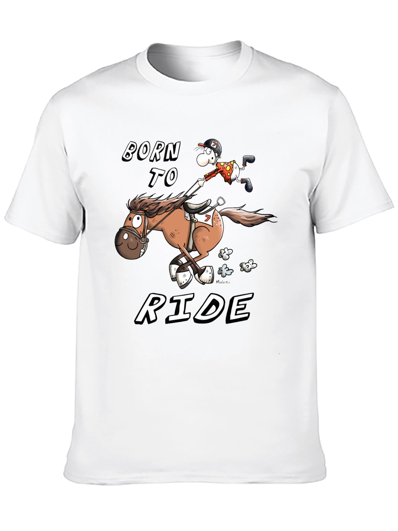 Black Born to Ride T-Shirt - Equestrian Cartoon view 10