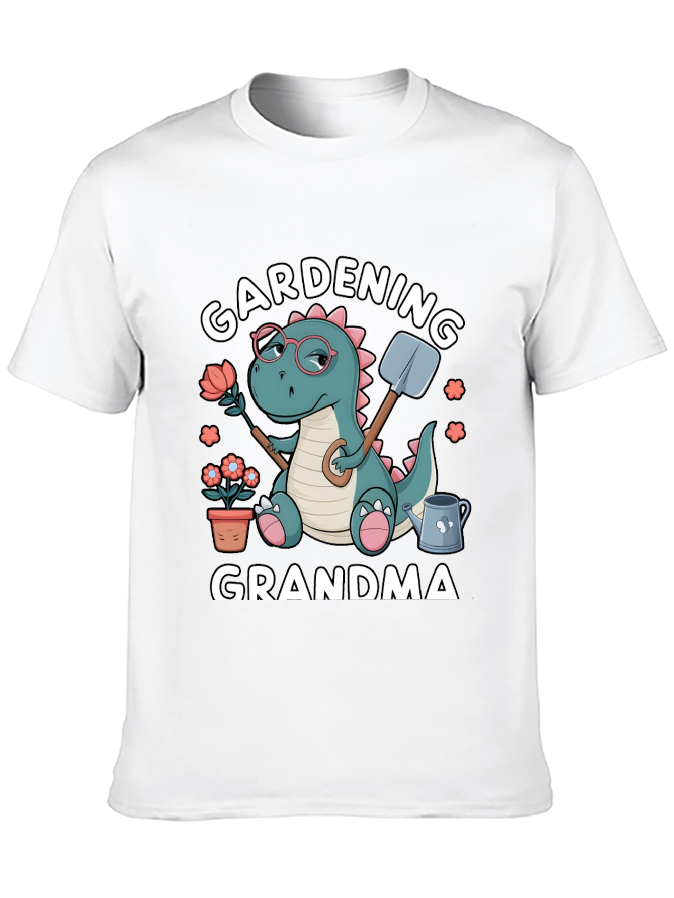 Black Gardening Grandma T-Shirt - Dinosaur Design view 10