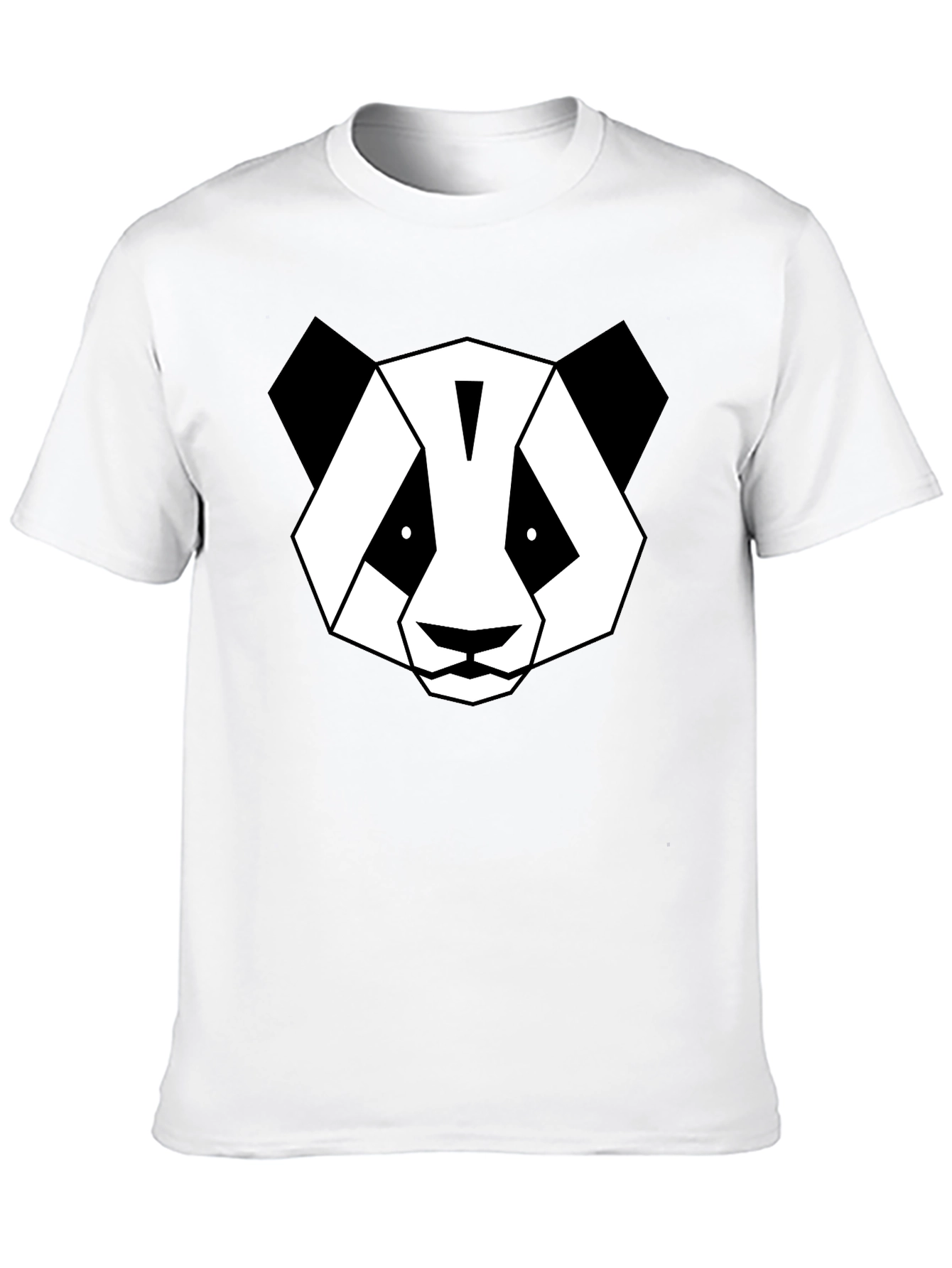 Black Geometric Panda Graphic T-Shirt - Modern Black Tee view 10