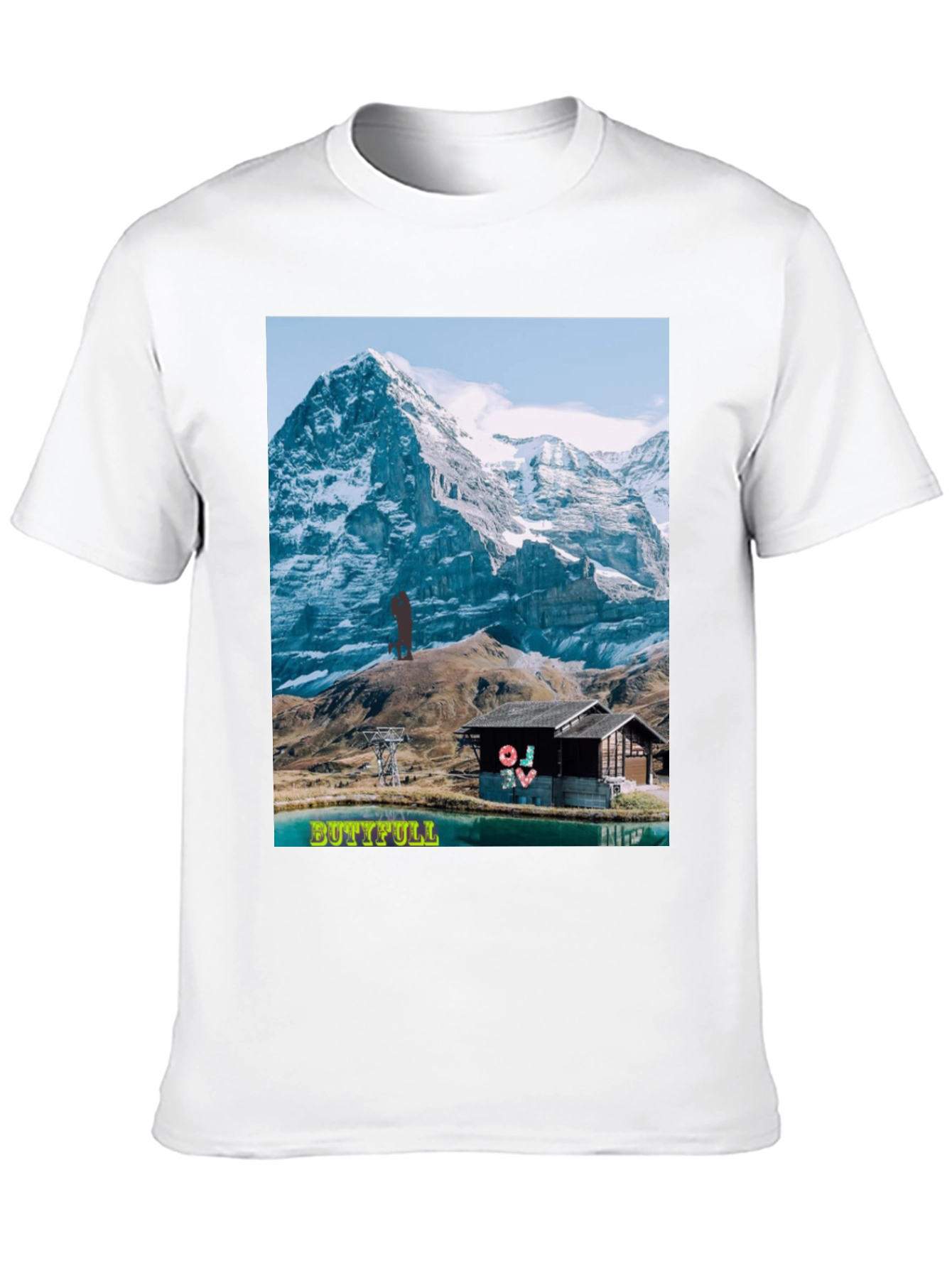 Black Mountain View Graphic Tee - "BUTTIFULL" Novelty Shirt view 10