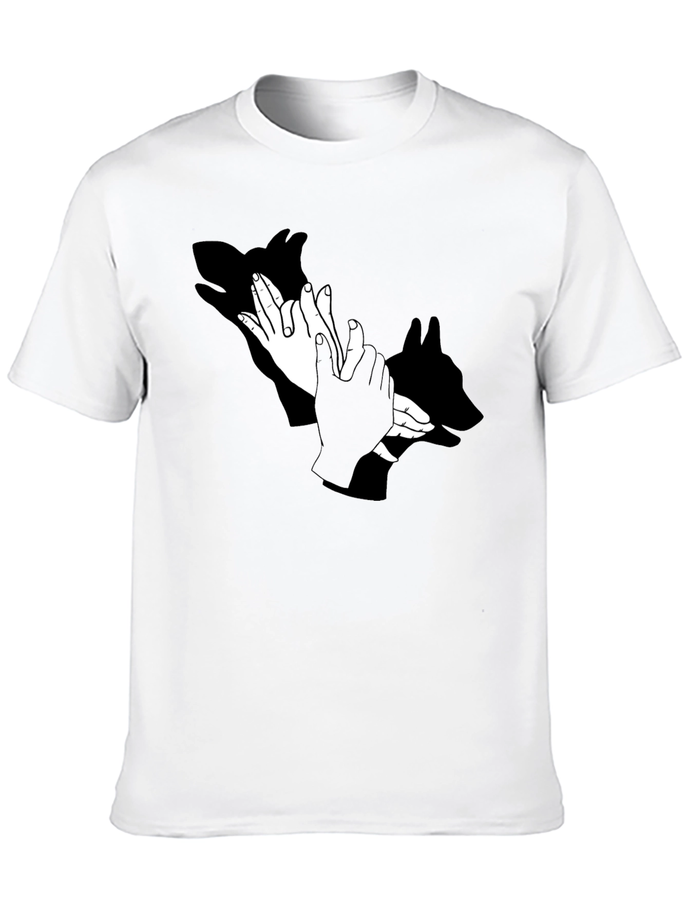 Black Shadow Puppet Hands Graphic Tee - Unique Design view 10