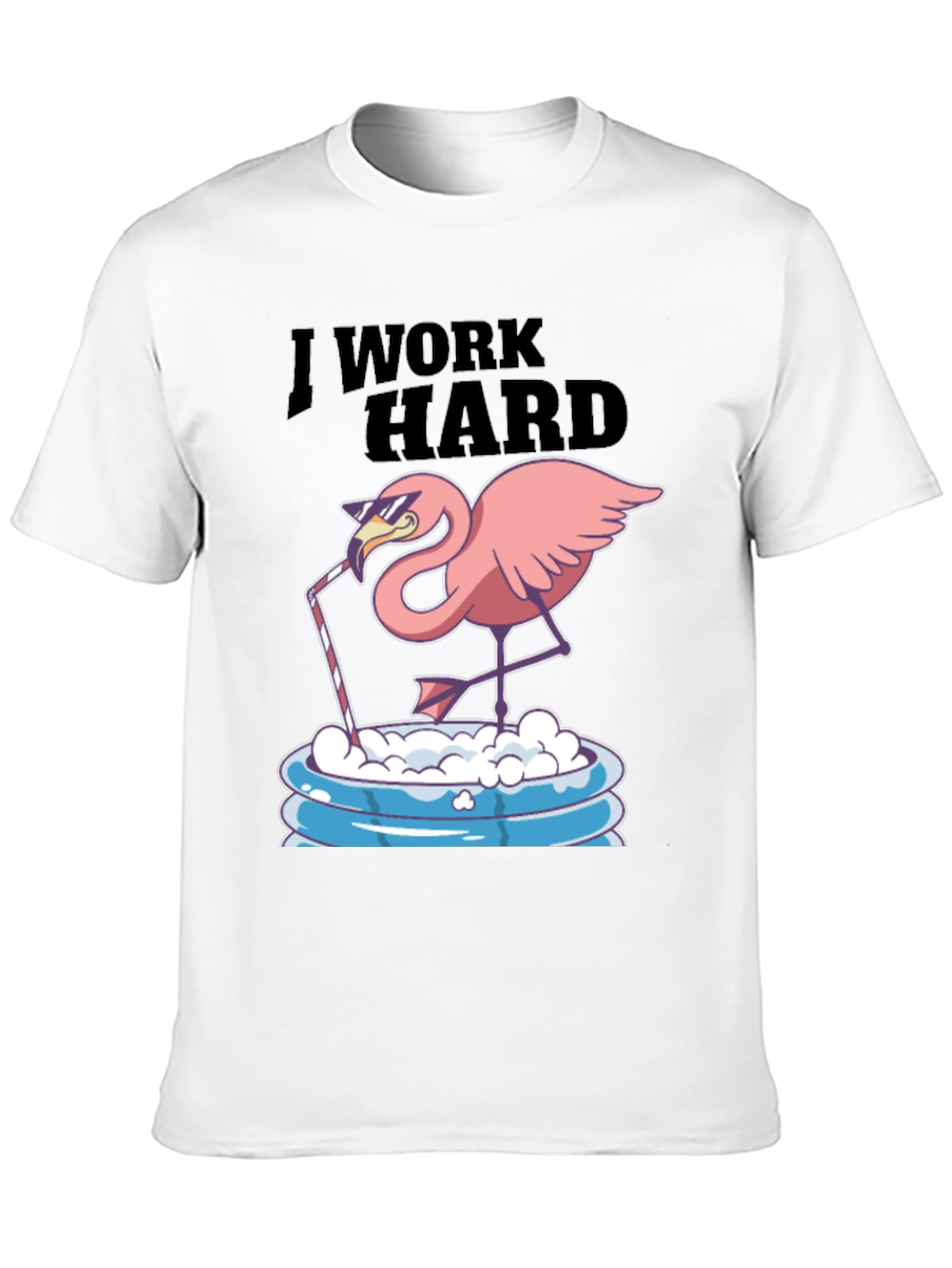 Black I Work Hard Flamingo T-Shirt - Funny Relaxing Tee view 10