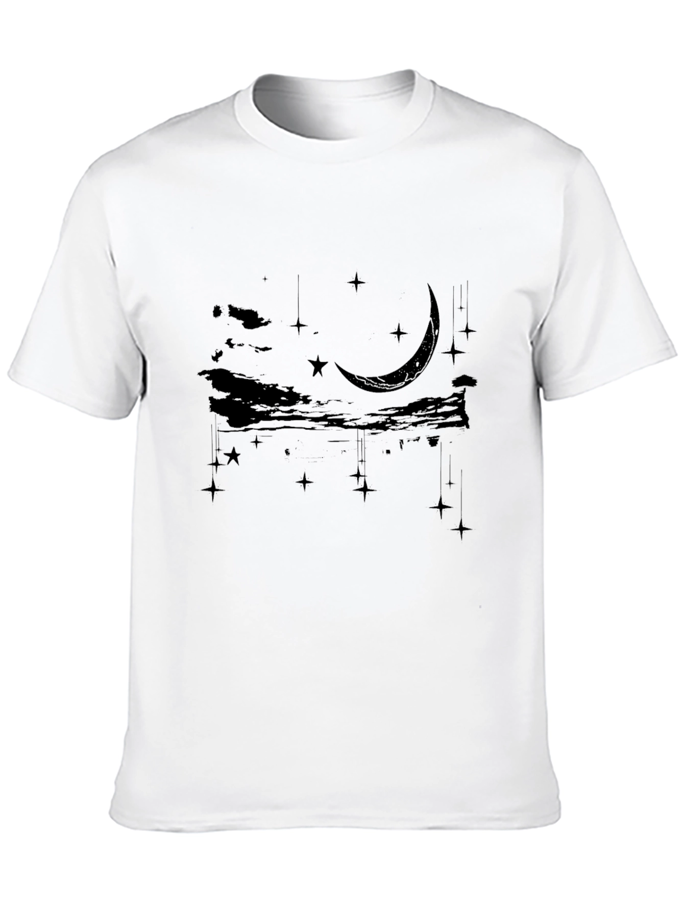 Black Celestial Crescent Moon Graphic Tee - Black Cotton Blend view 10