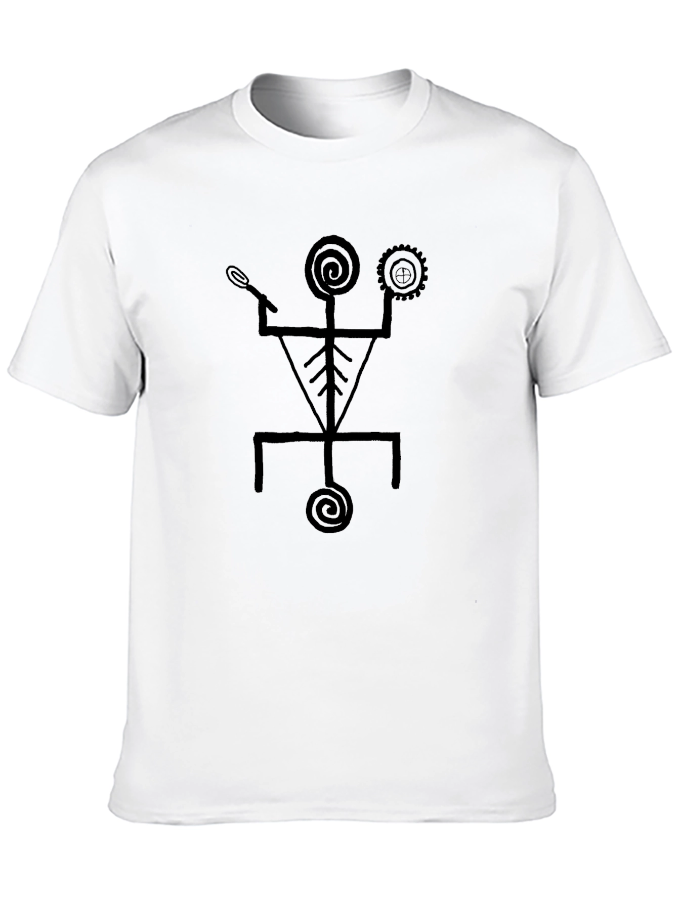 Black Abstract Tribal Graphic Print Black T-Shirt view 10