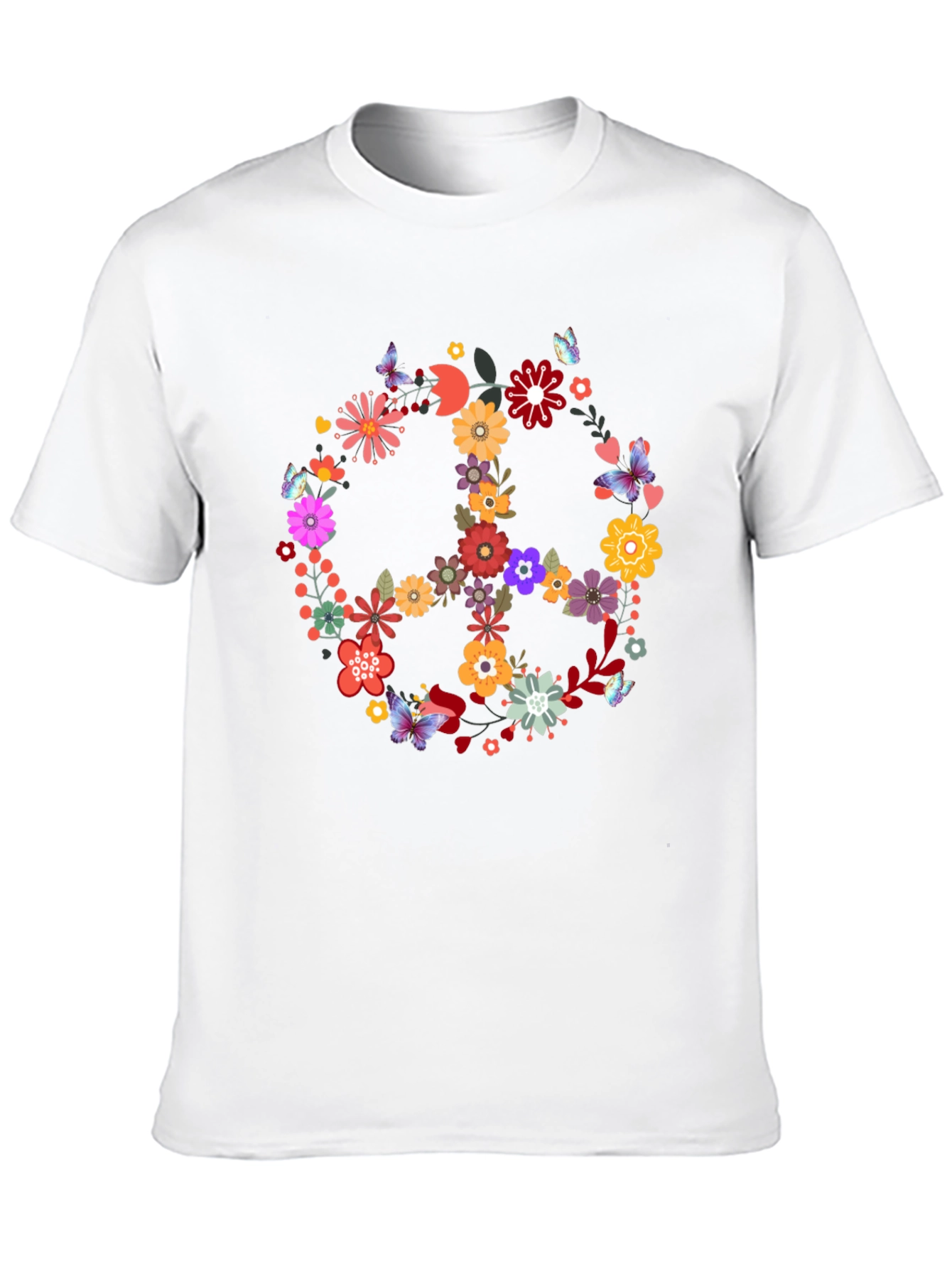 Black Floral Peace Sign Graphic Tee - Black view 10