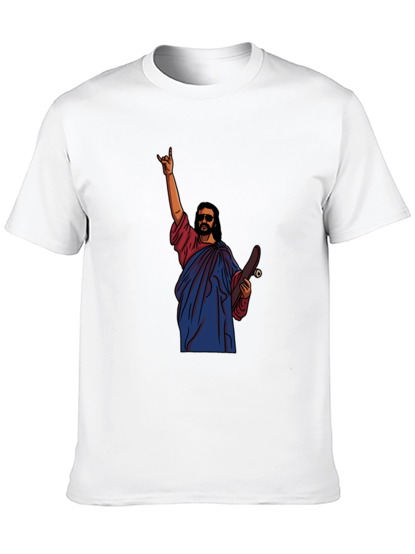Black Skateboarding Jesus T-Shirt - Religious Humor view 10
