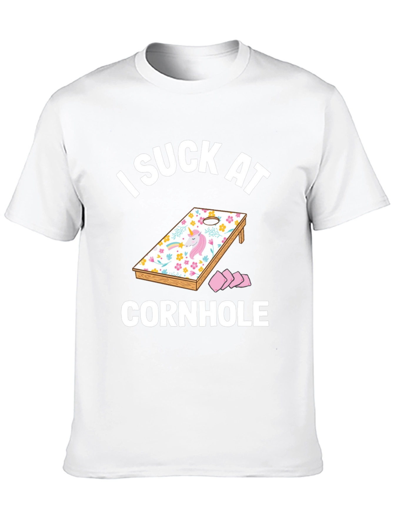 Black I Suck at Cornhole T-Shirt - Unicorn Design view 10