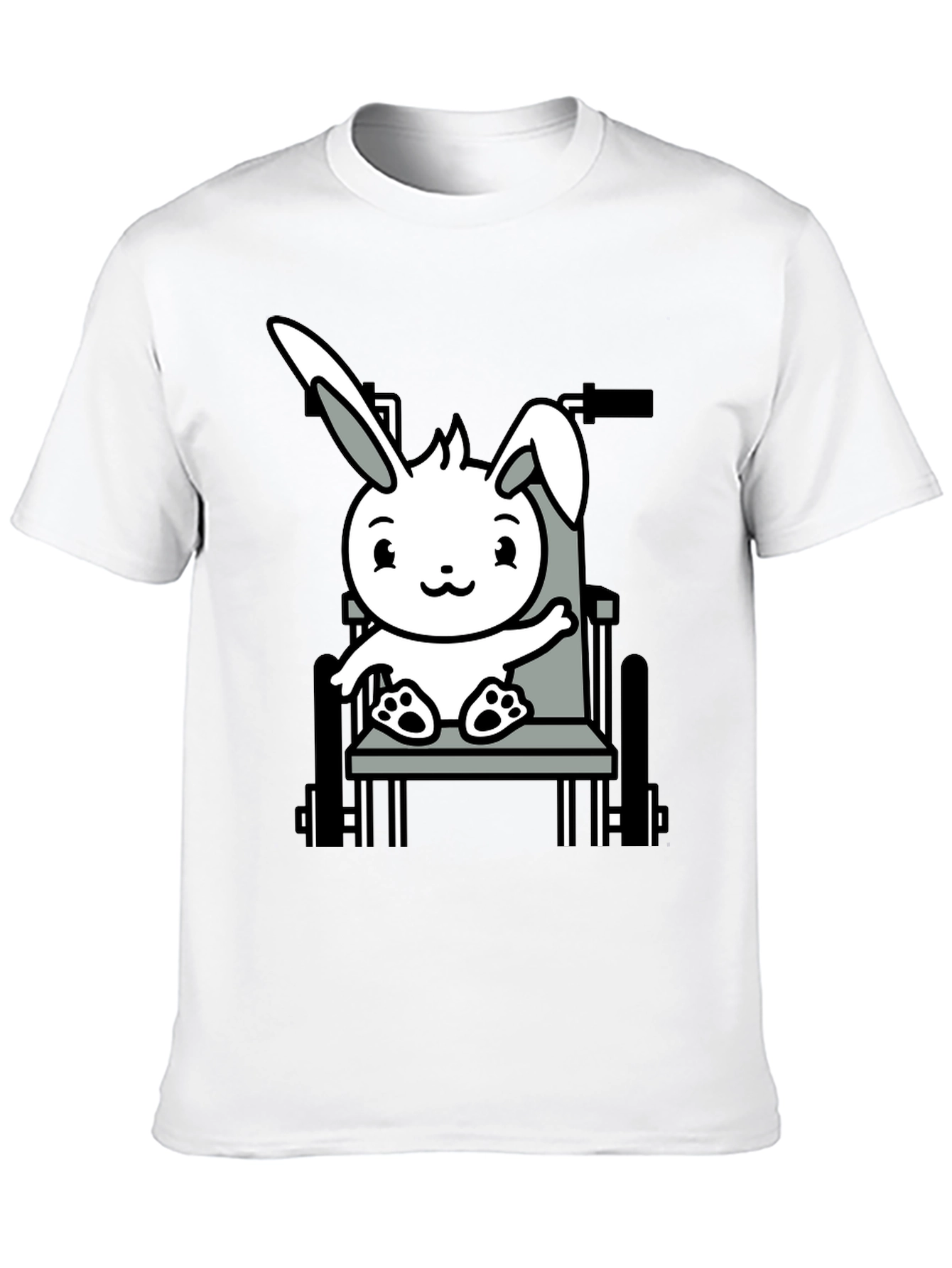 Black Bunny Wheelchair T-Shirt: Adorable Animal Graphic Tee view 10