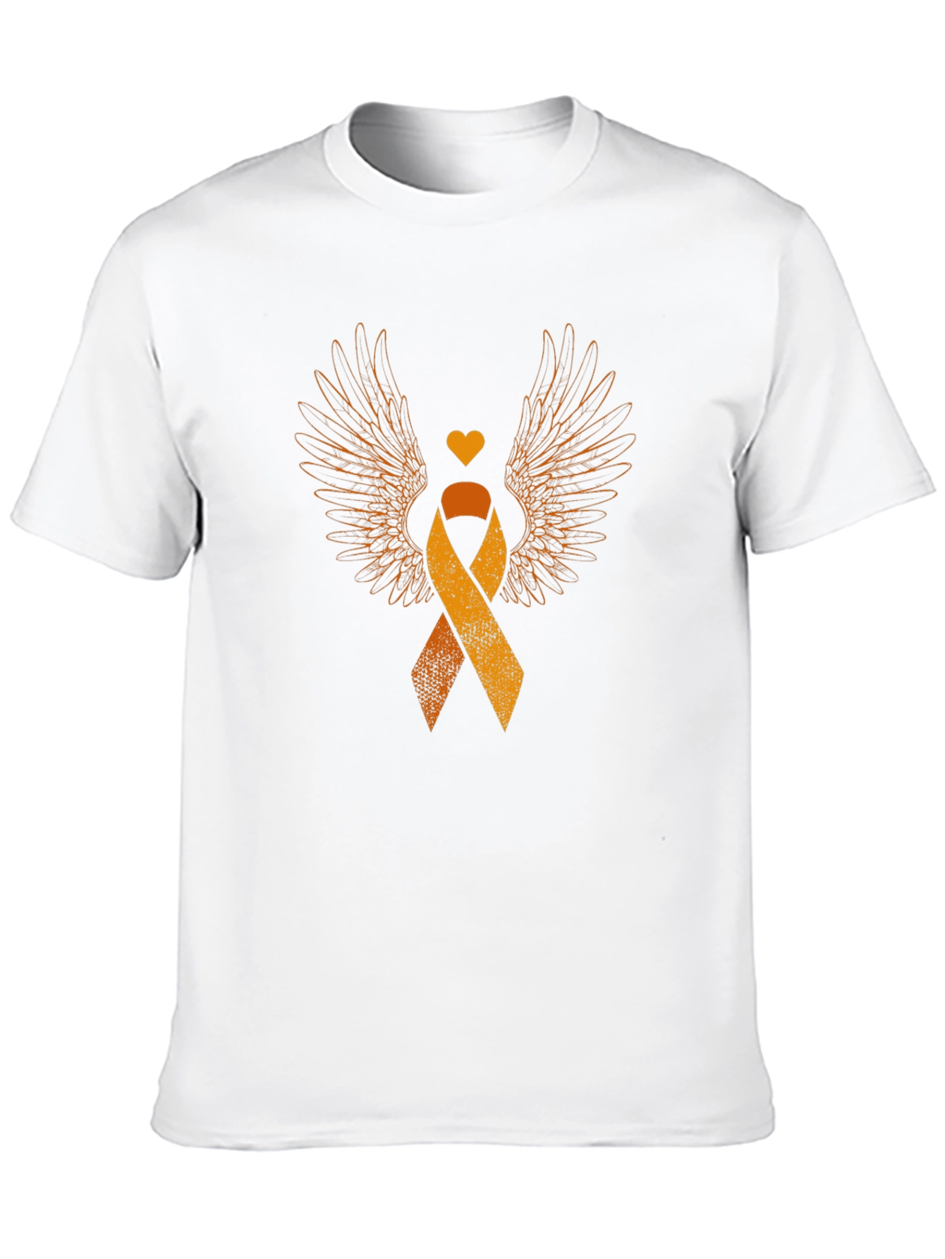 Black Orange Ribbon Wings Awareness T-Shirt view 10