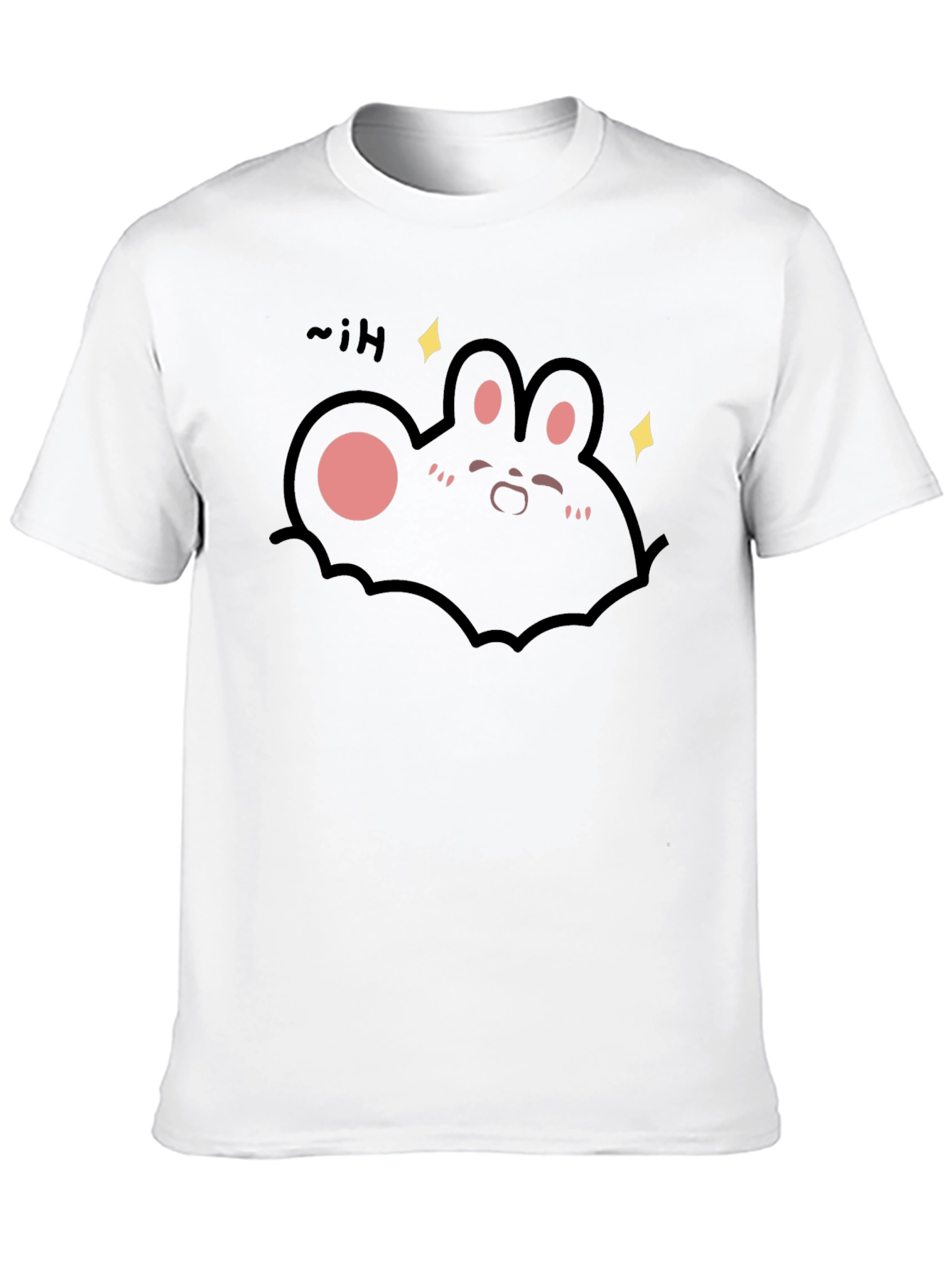 Black Cute Cartoon Bunny Black T-Shirt view 10