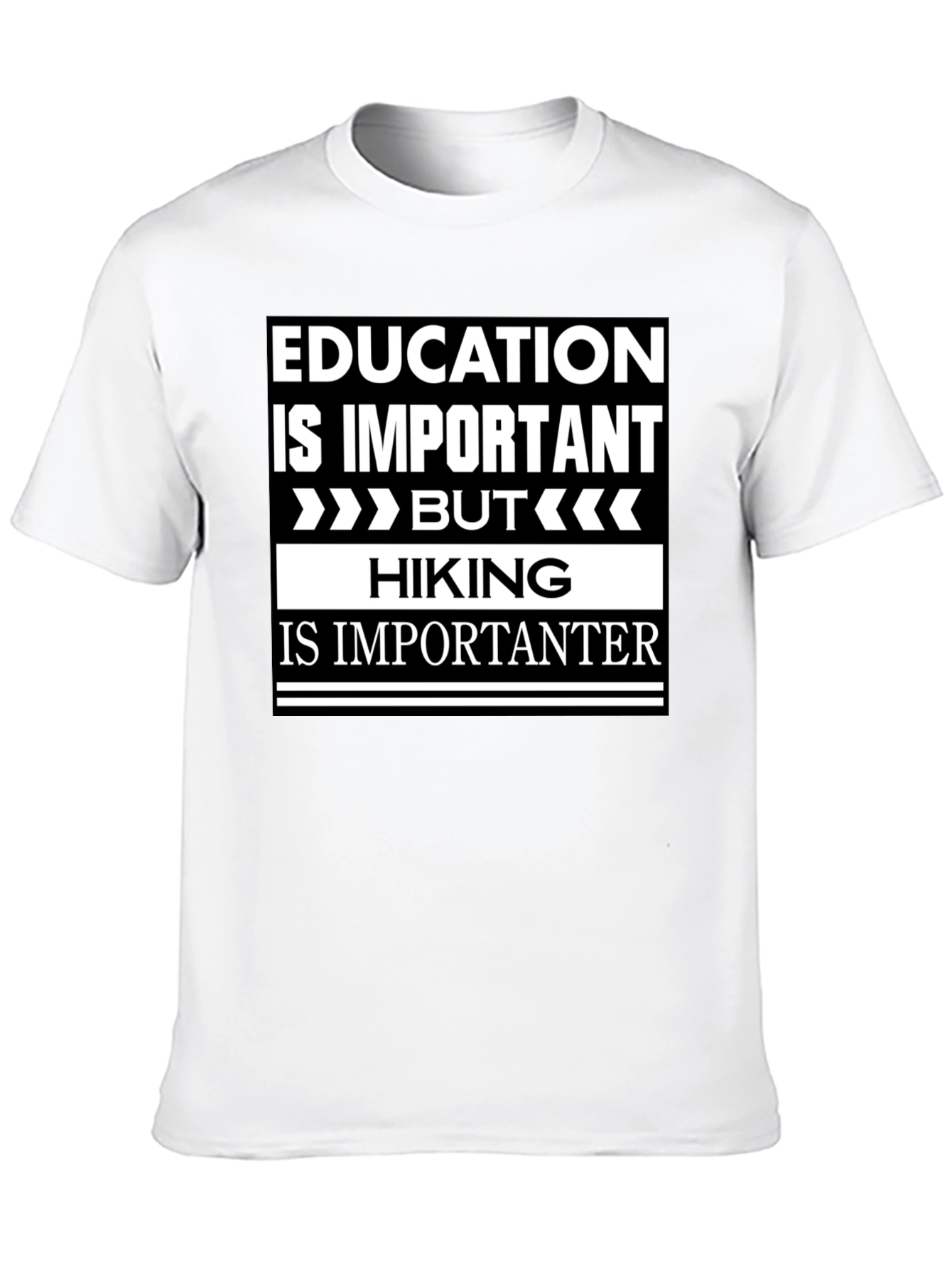 Black Funny Hiking T-Shirt - Education vs. Hiking Humor view 10