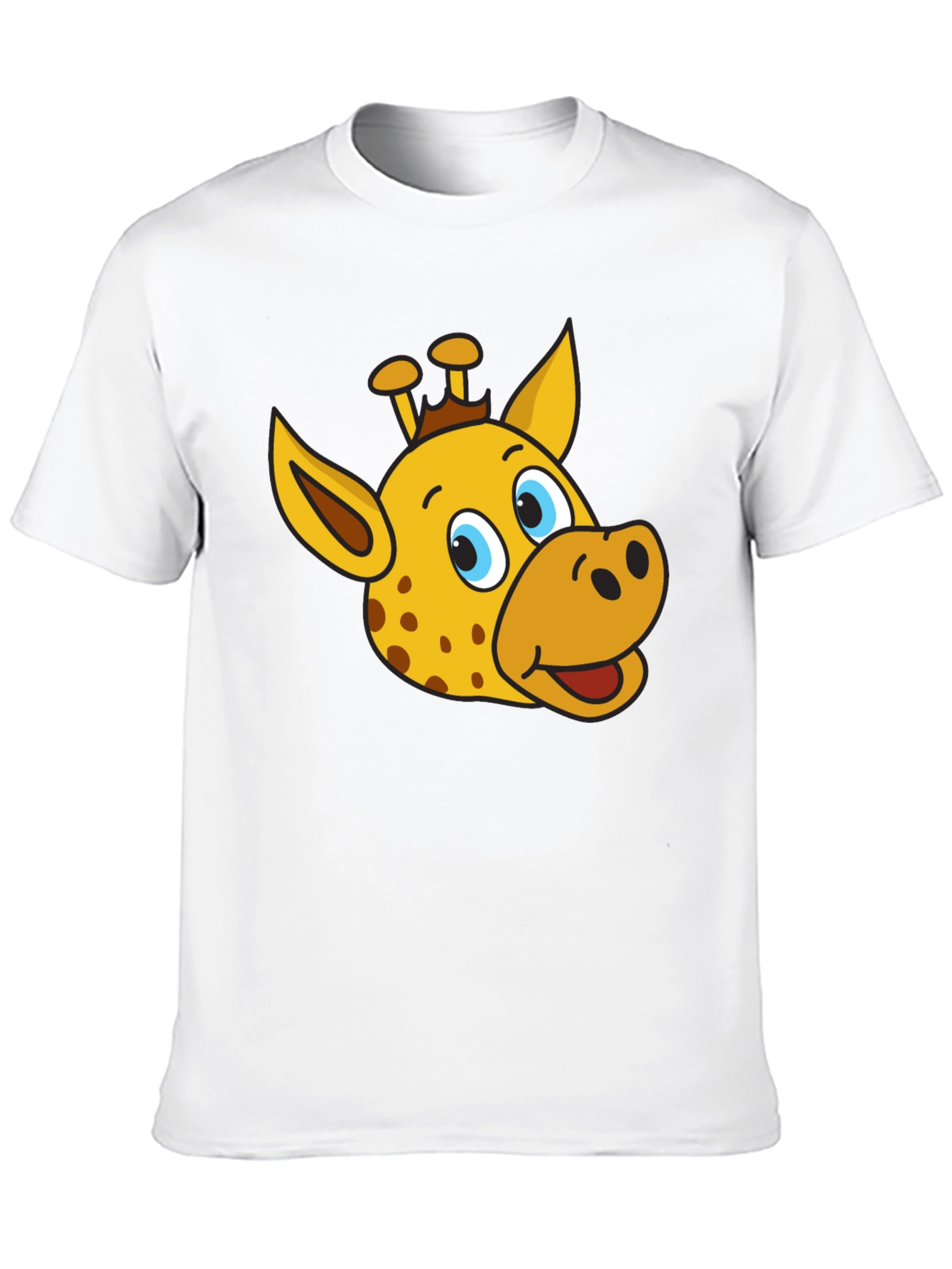 Black Giraffe Cartoon Graphic Tee - Black T-Shirt view 10