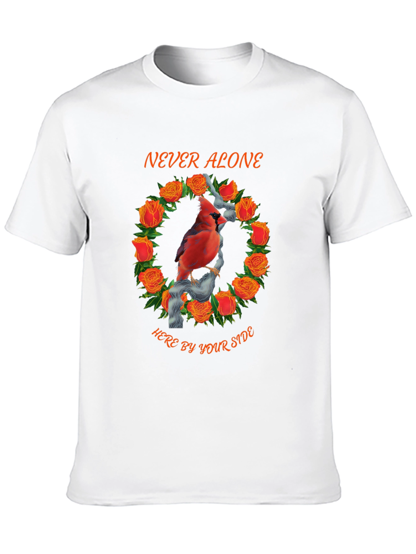 Black Cardinal Rose Wreath Graphic Tee - Never Alone view 10