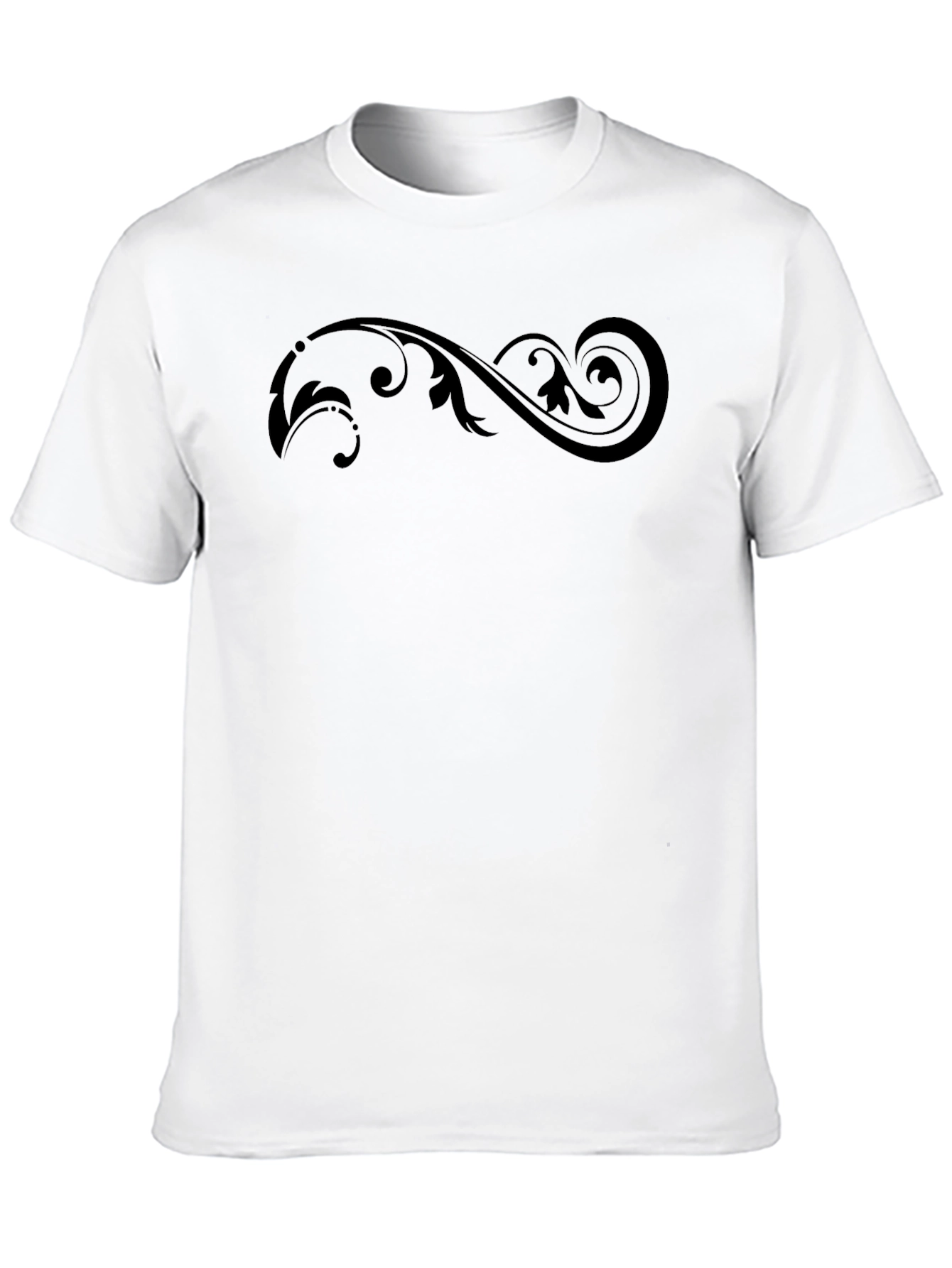 Black Elegant Swirl Graphic Black T-Shirt view 10
