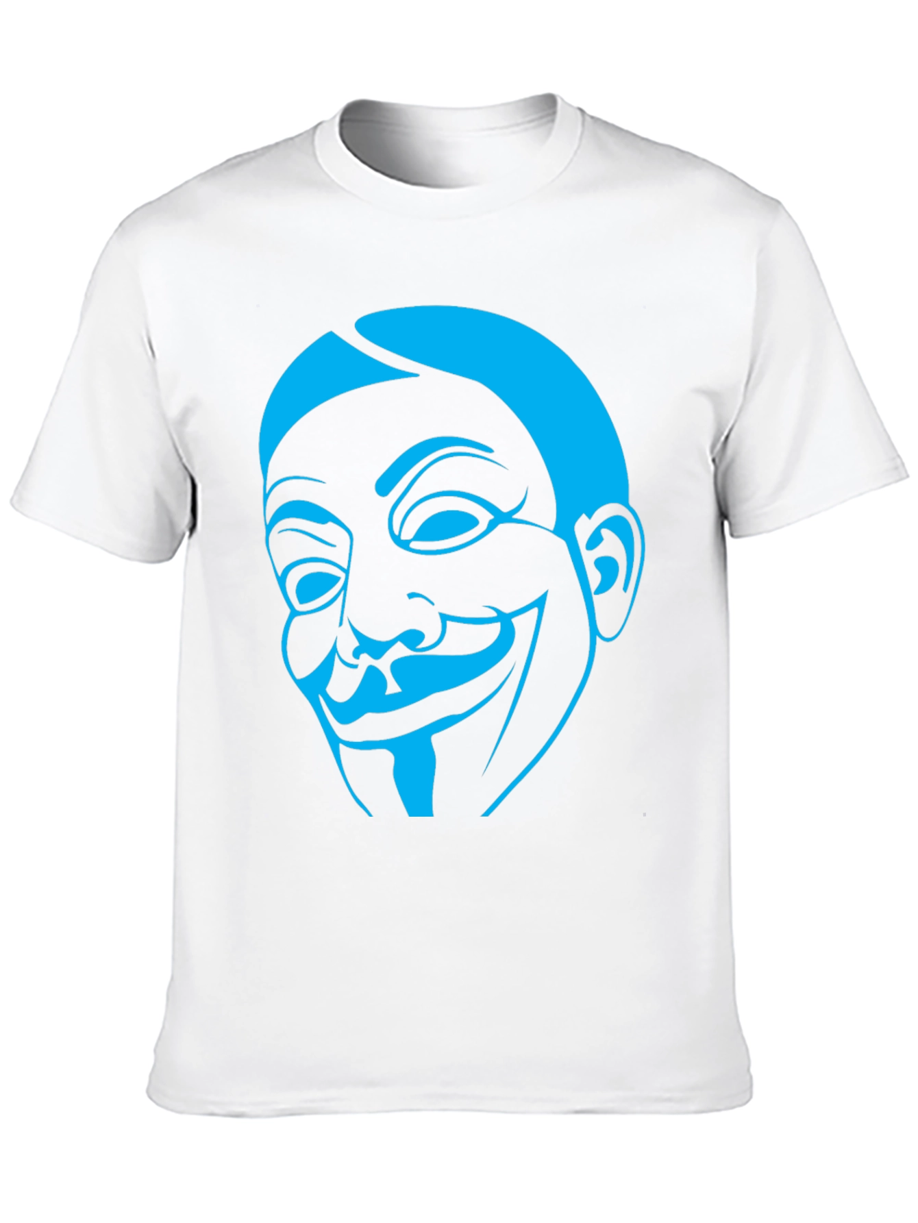 Black Guy Fawkes Mask Graphic Tee - Black Cotton Shirt view 10