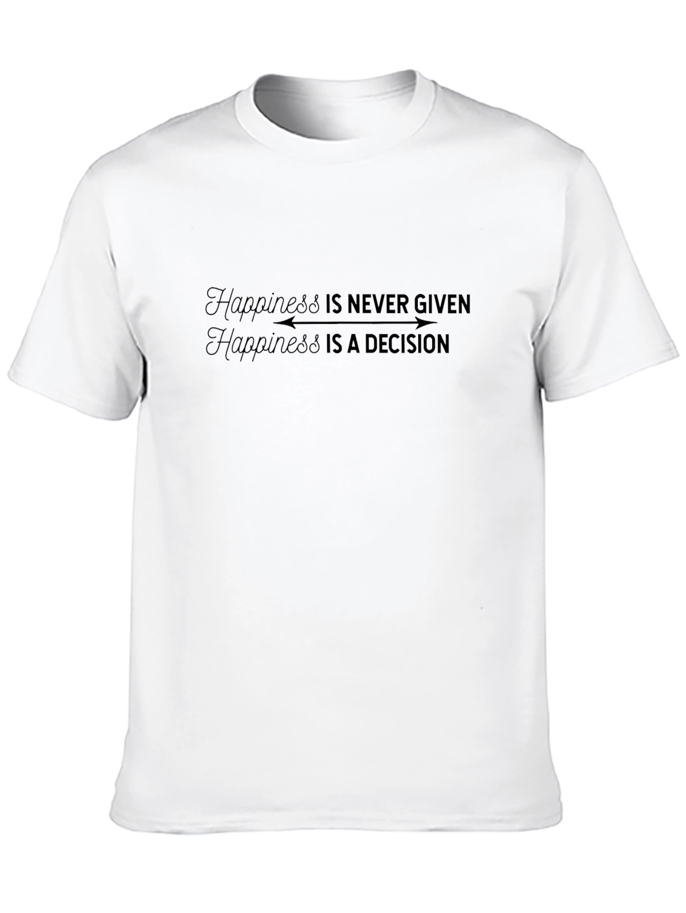 Black Happiness Decision T-Shirt - Soft Cotton Tee view 10