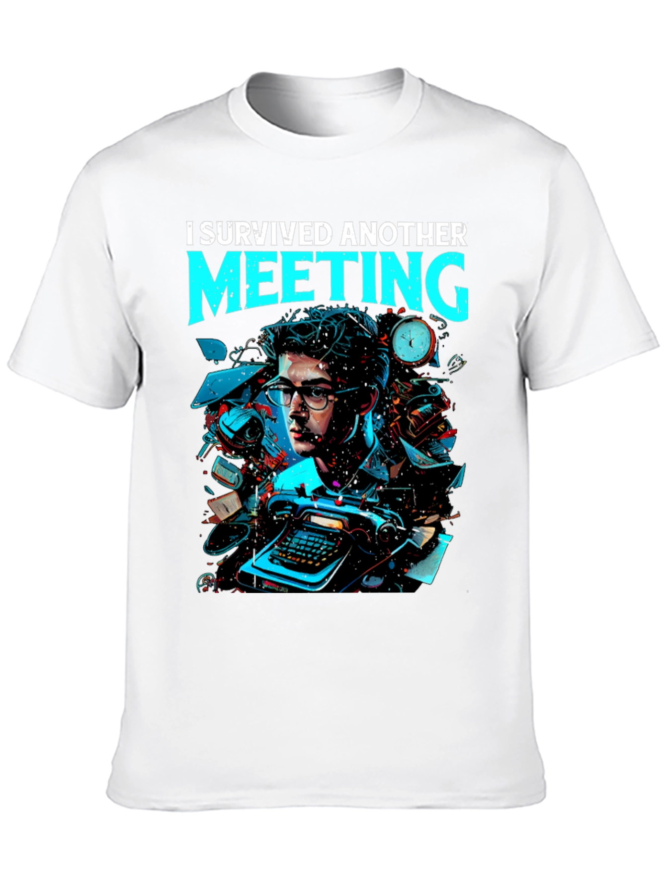 Black I Survived Another Meeting Graphic Tee view 10