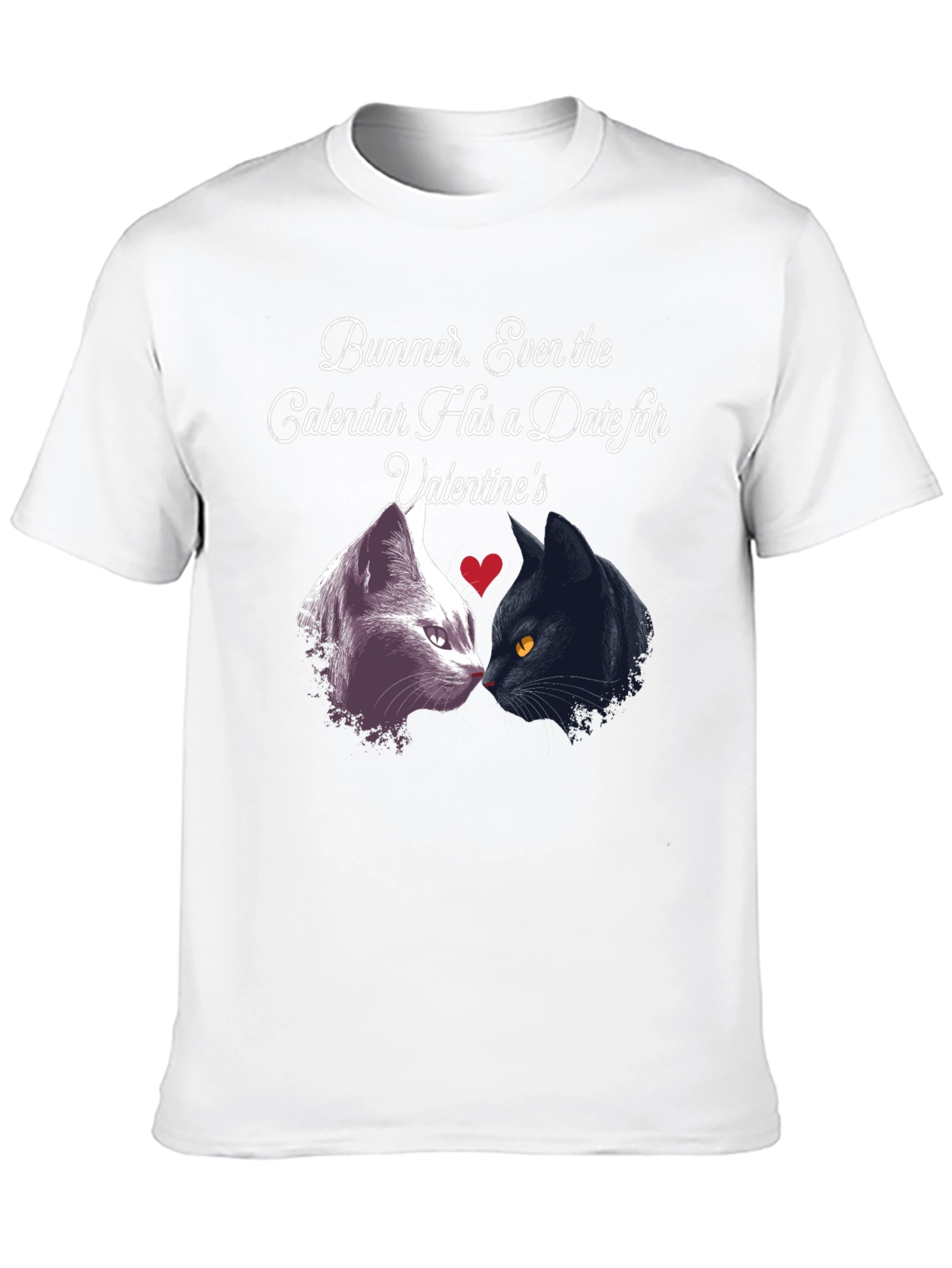Black Valentine's Day Cat T-Shirt - 'Bummer' Single Life Apparel view 10