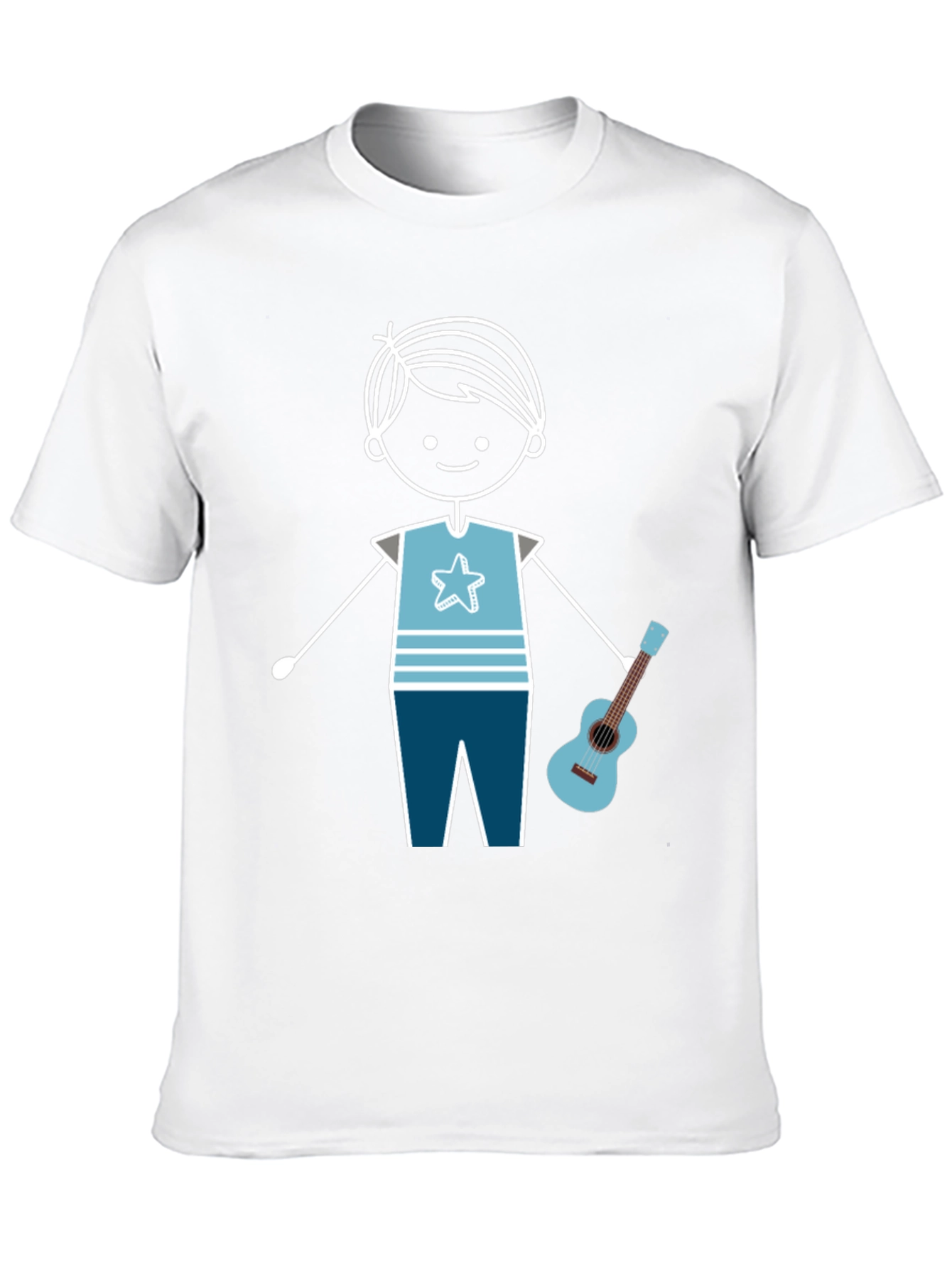 Black Cartoon Boy With Guitar Graphic T-Shirt view 10