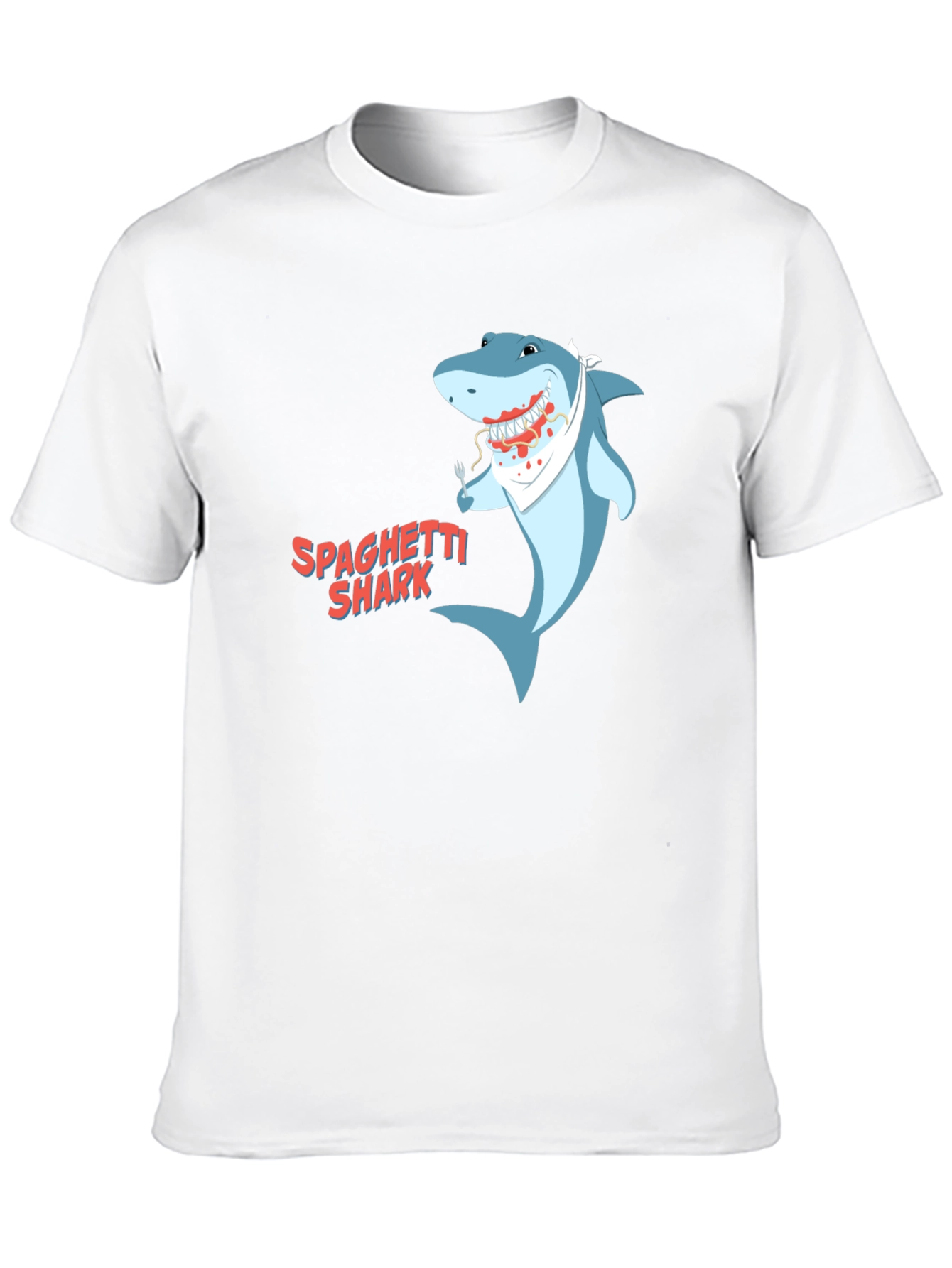 Black Spaghetti Shark Graphic Tee - Funny Cartoon Shirt view 10