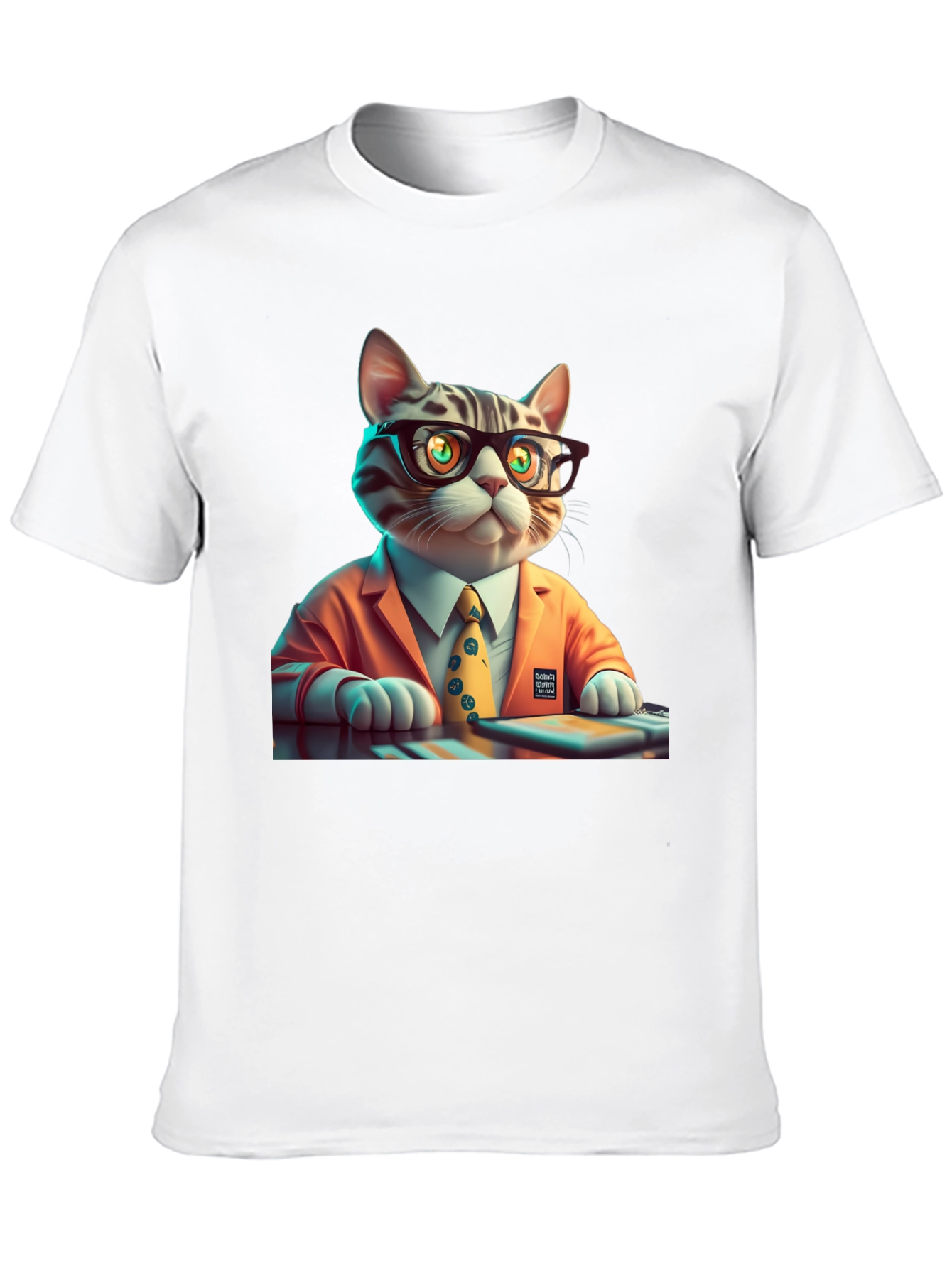 Black Cool Cat Businessman Graphic Tee view 10