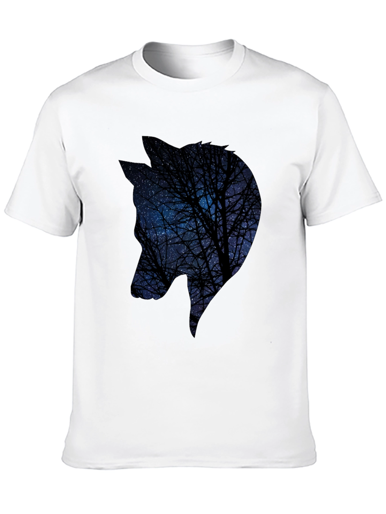 Black Night Sky Wolf Graphic Tee - Black Cotton Blend view 10