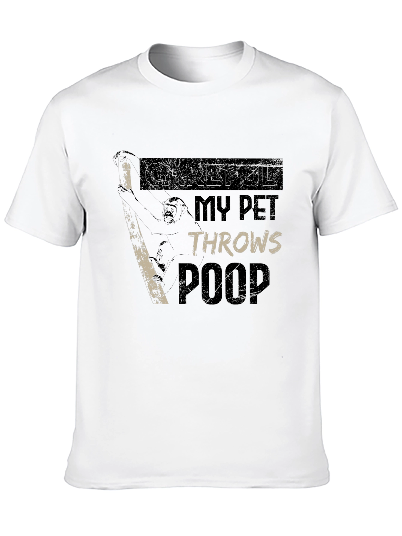 Black Careful My Pet Throws Poop Graphic T-Shirt view 10
