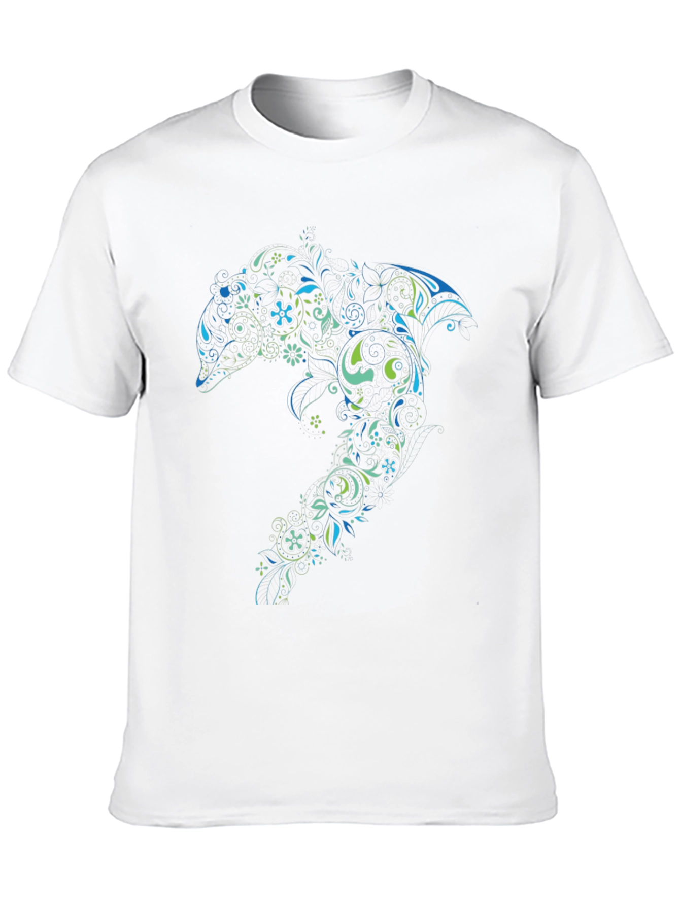 Black Floral Dolphin Graphic Tee - Black Cotton Comfort view 10