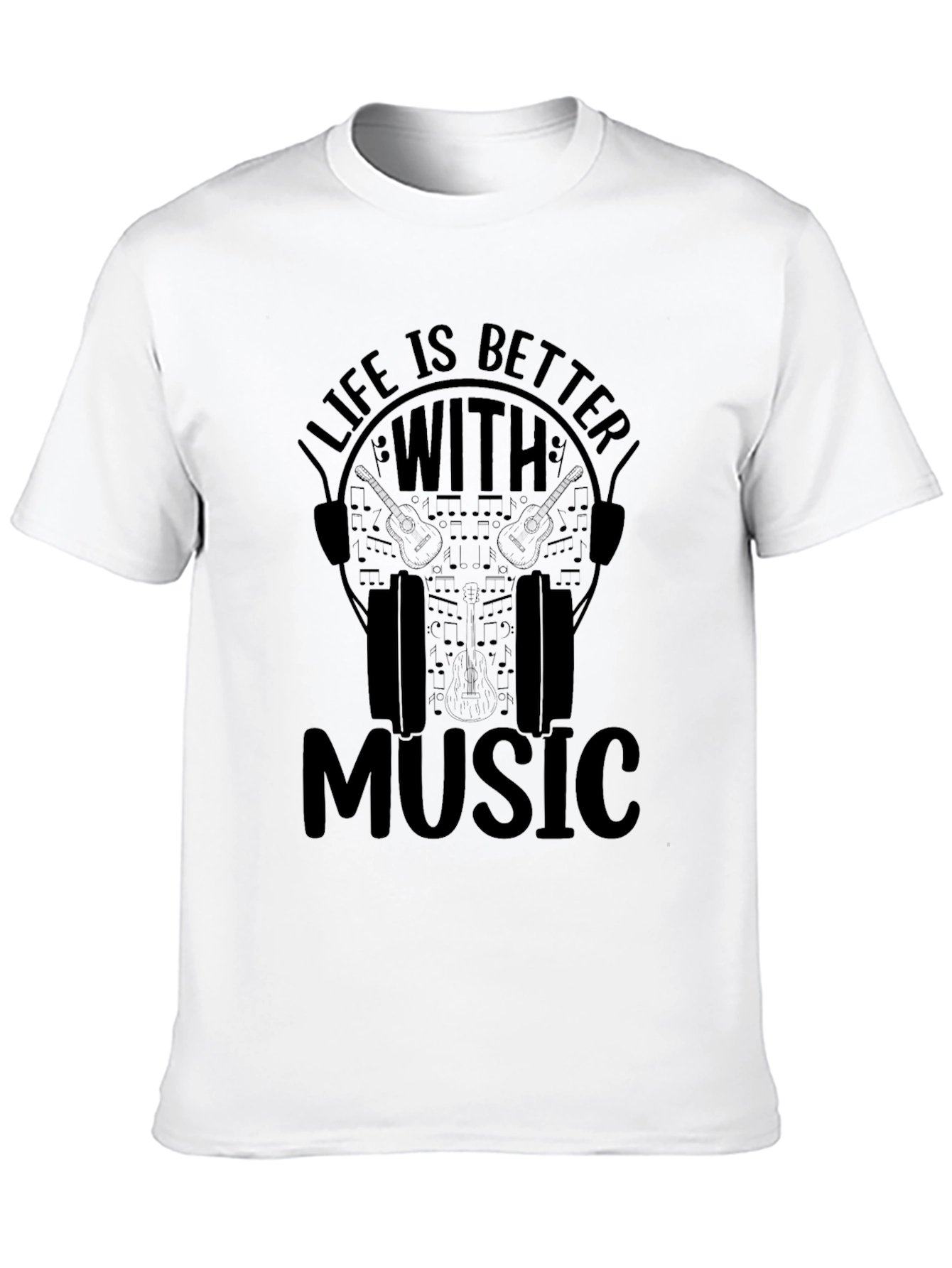 Black Life is Better With Music Graphic T-Shirt view 10
