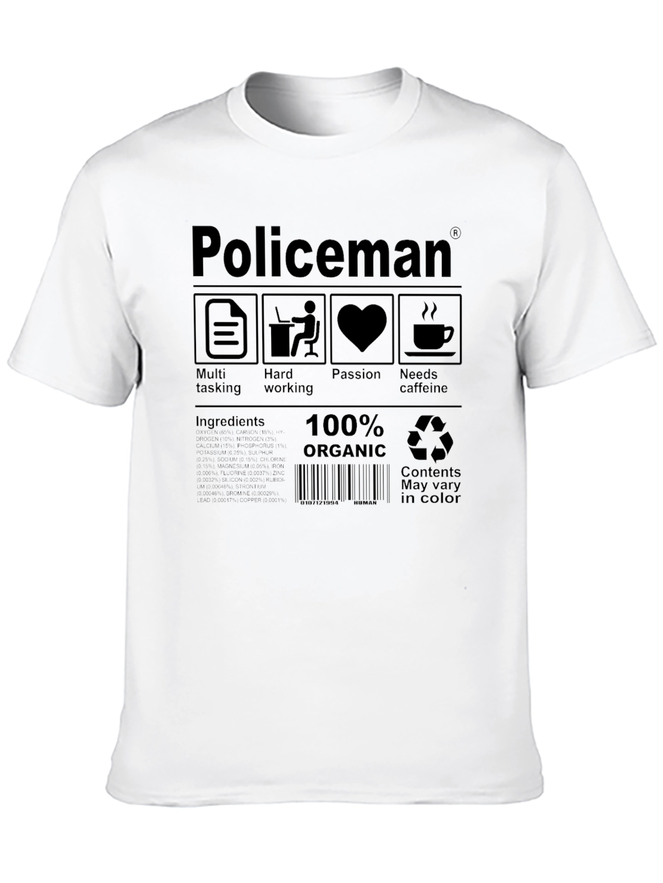 Black Policeman Organic T-Shirt - Multi-Tasking, Hard Working, Passion view 10