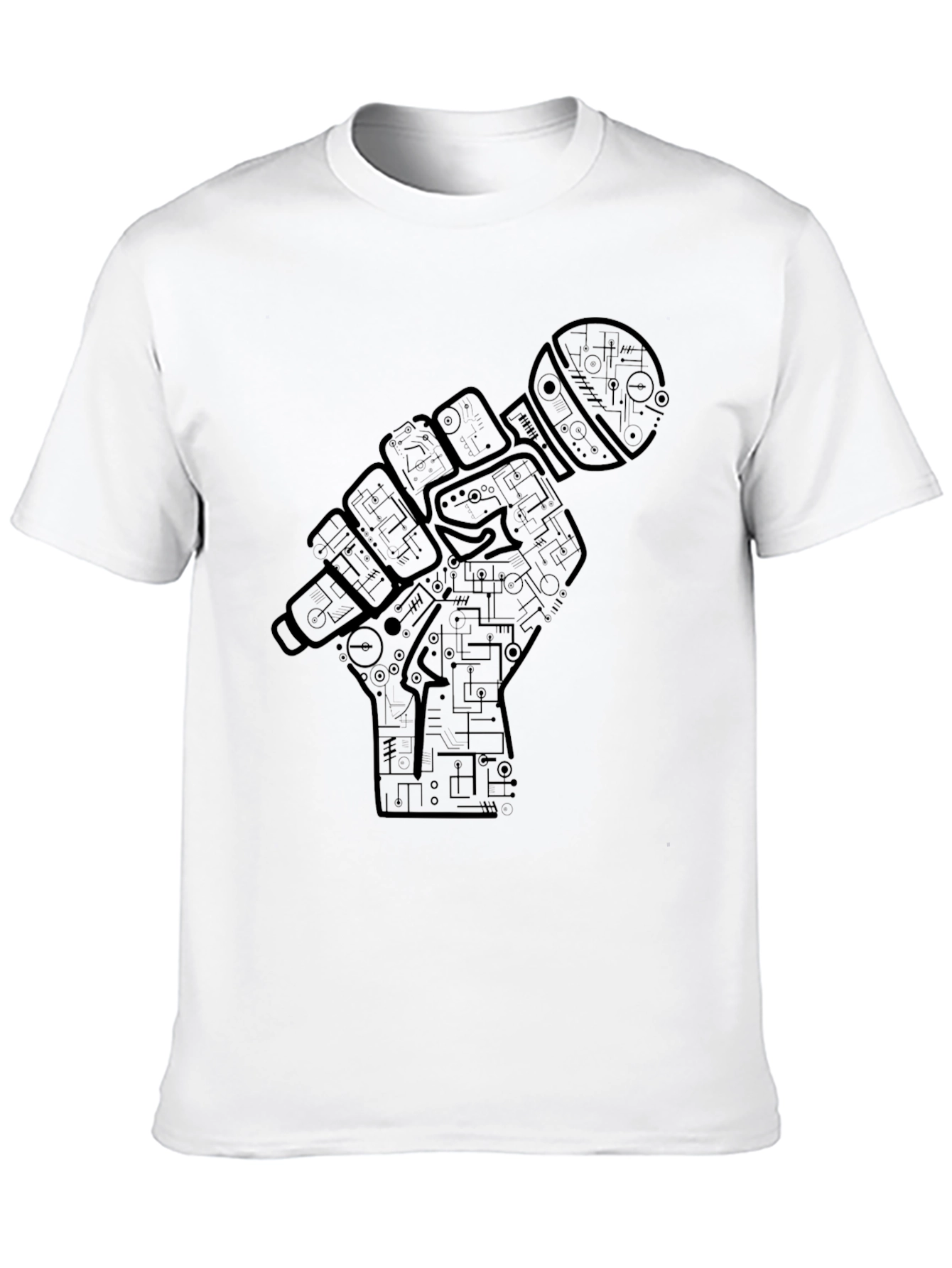 Black Microphone Hand Graphic Black Tee view 10