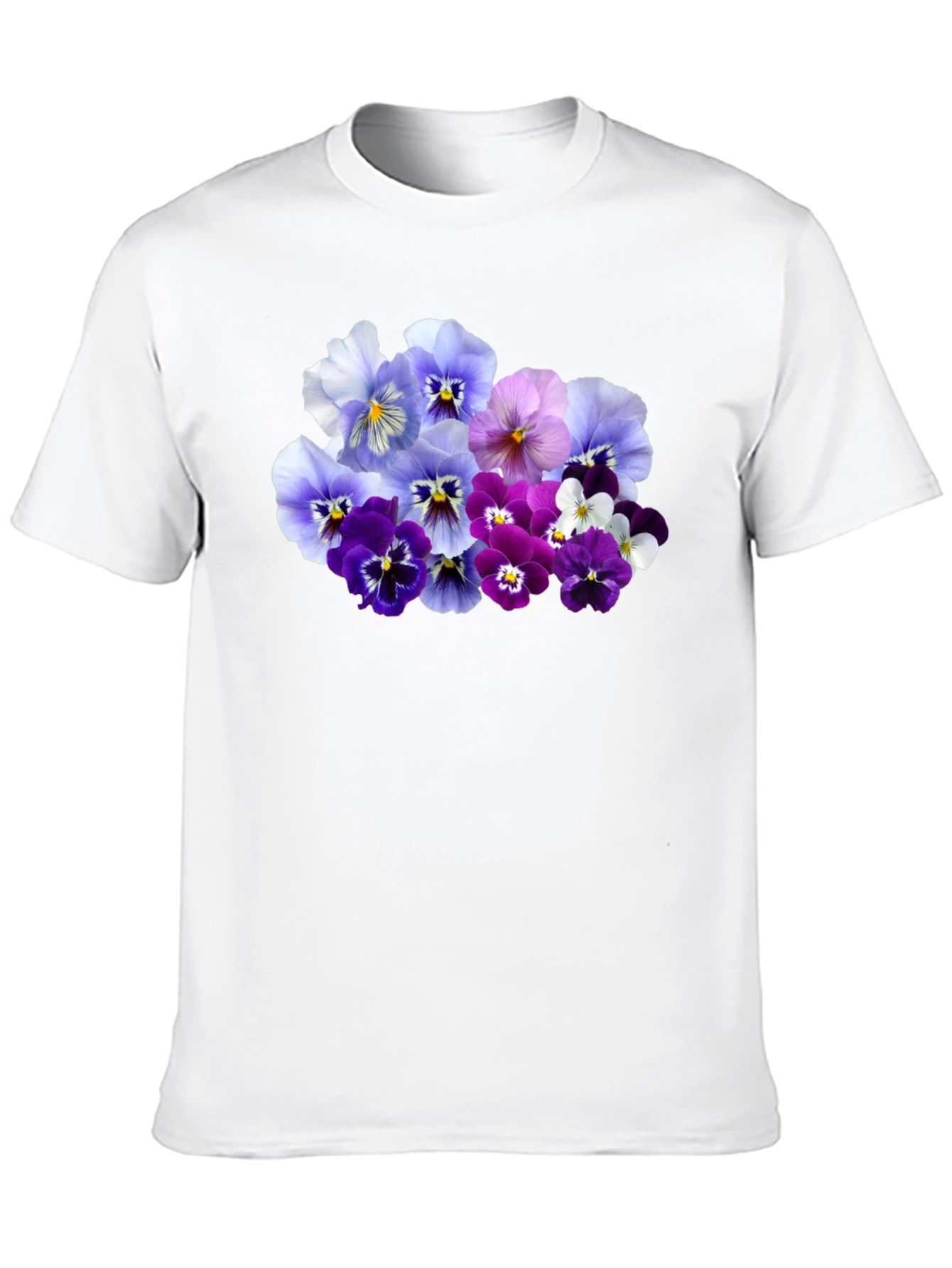 Black Floral Pansy Print Black T-Shirt view 10