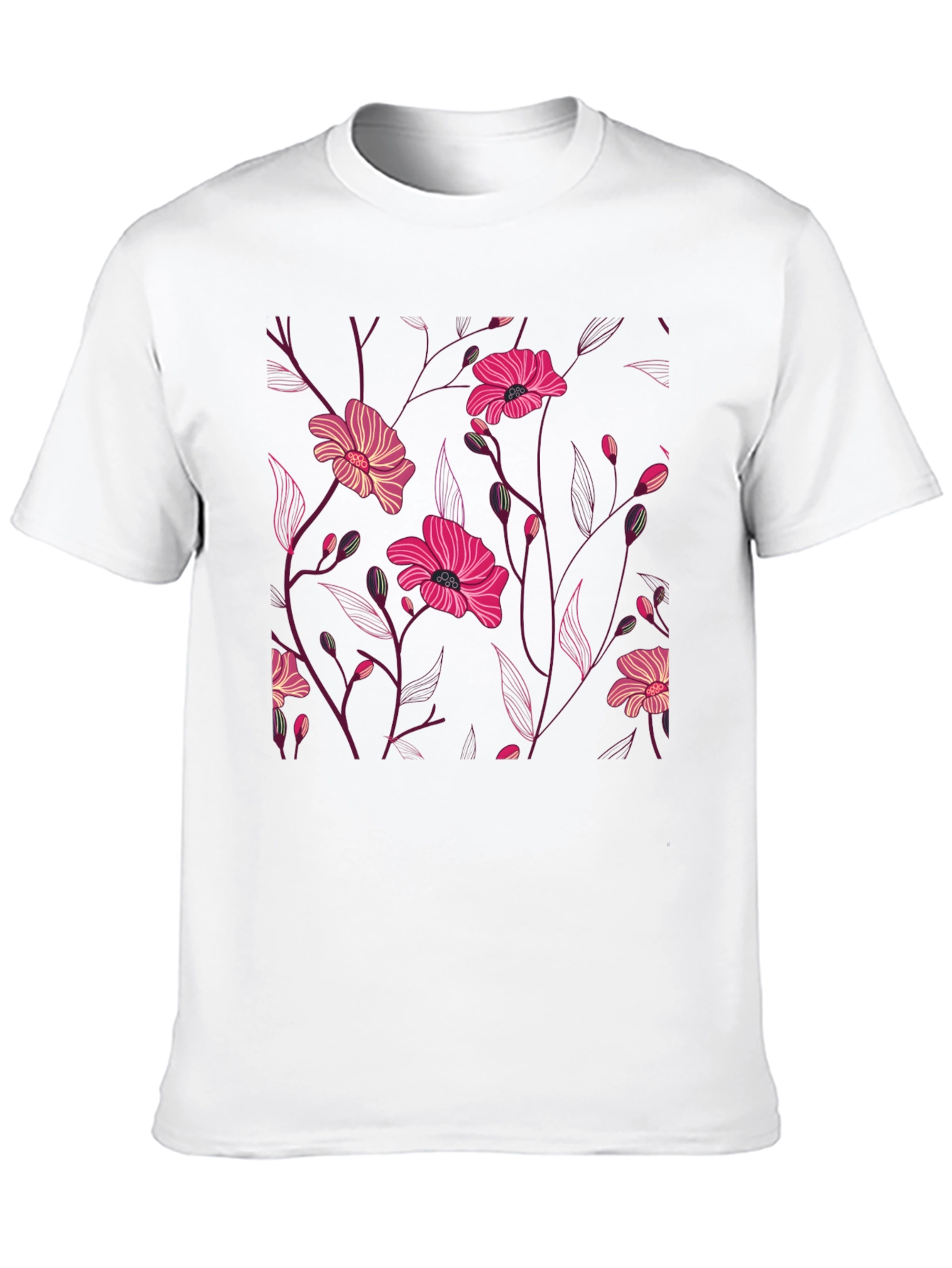 Black Floral Print Black T-Shirt view 10