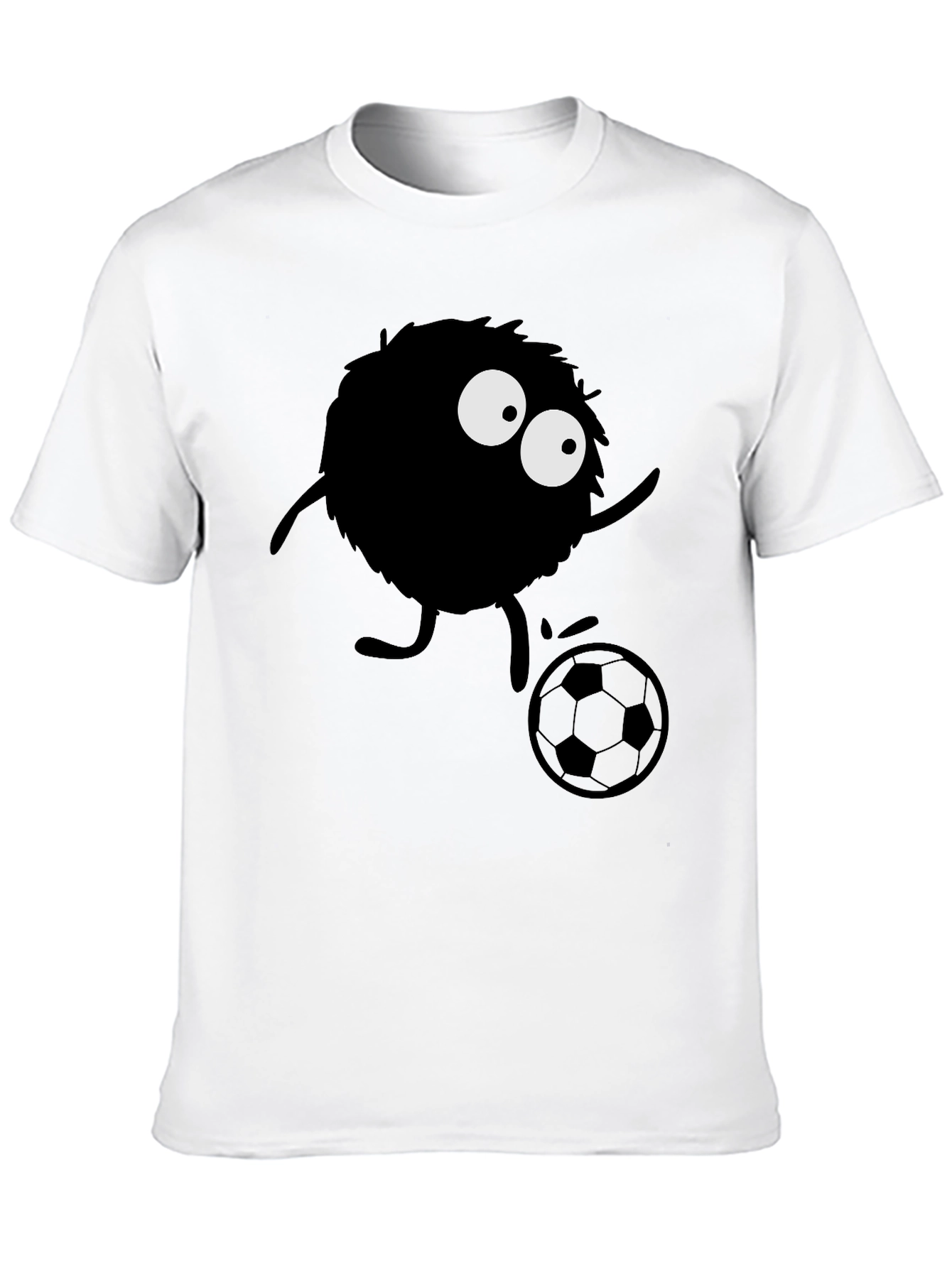 Black Fuzzy Monster Soccer T-Shirt - Black Cotton Tee view 10