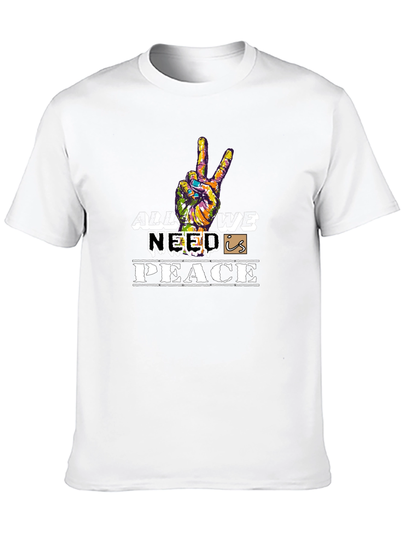 Black All We Need Is Peace Graphic T-Shirt view 10