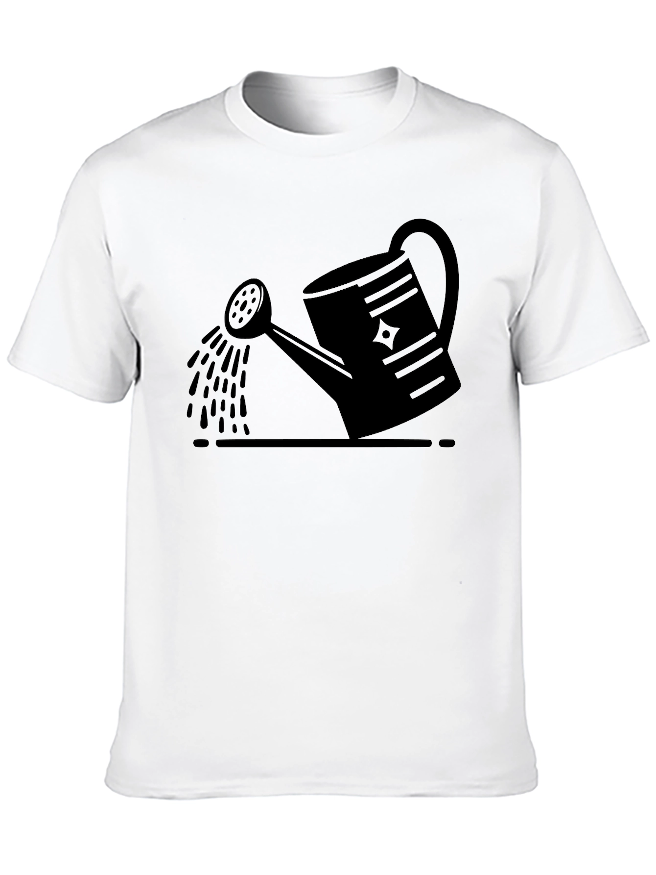 Black Watering Can Graphic Tee - Black Cotton Casual T-Shirt view 10
