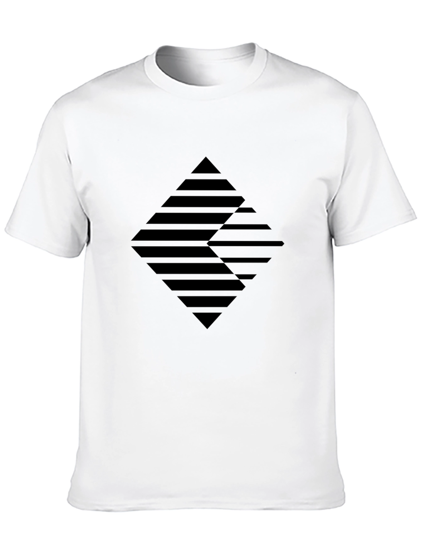 Black Geometric Diamond Pattern Black T-Shirt view 10