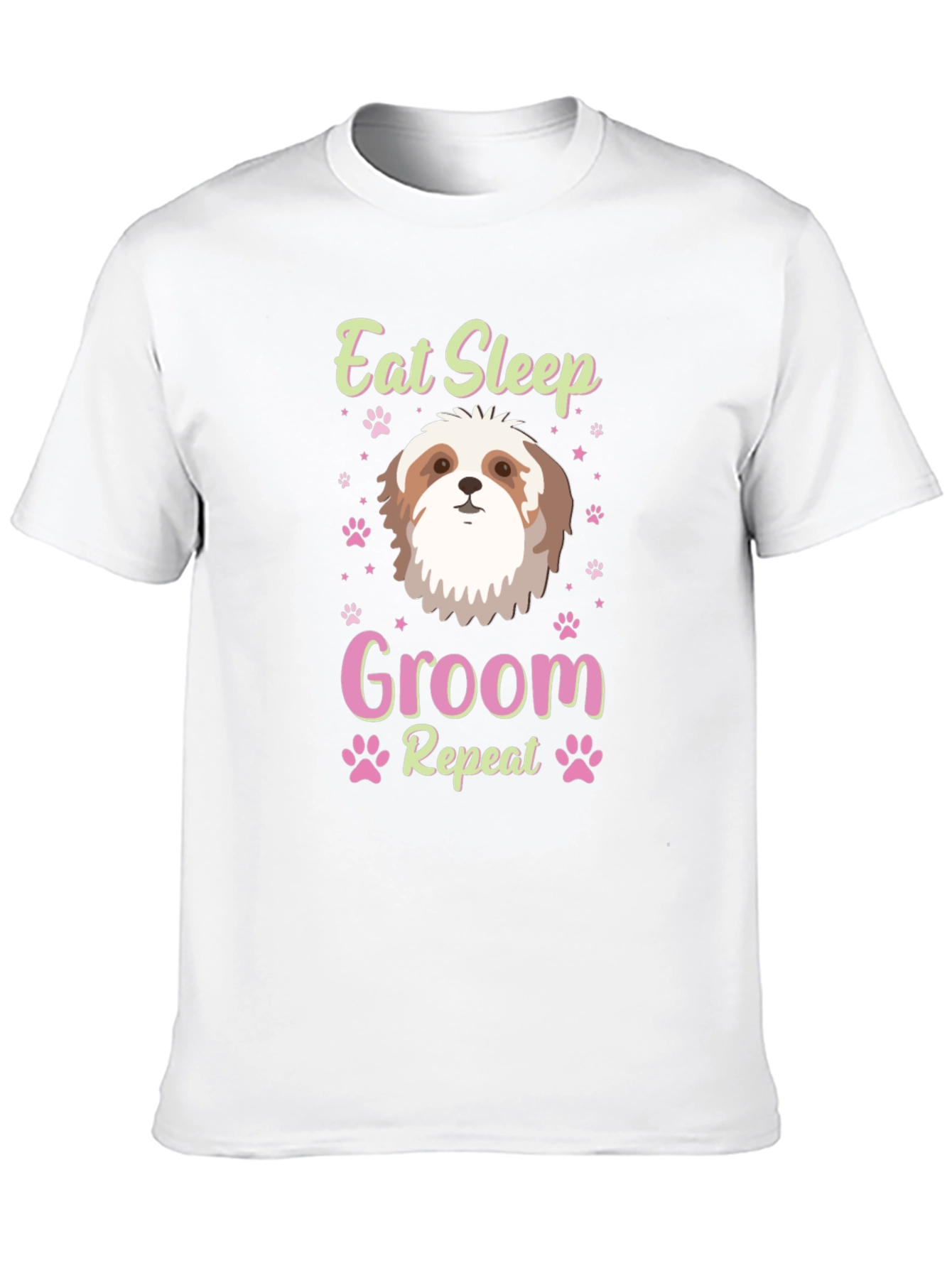 Black Eat Sleep Groom Shih Tzu Dog Lover T-Shirt view 10