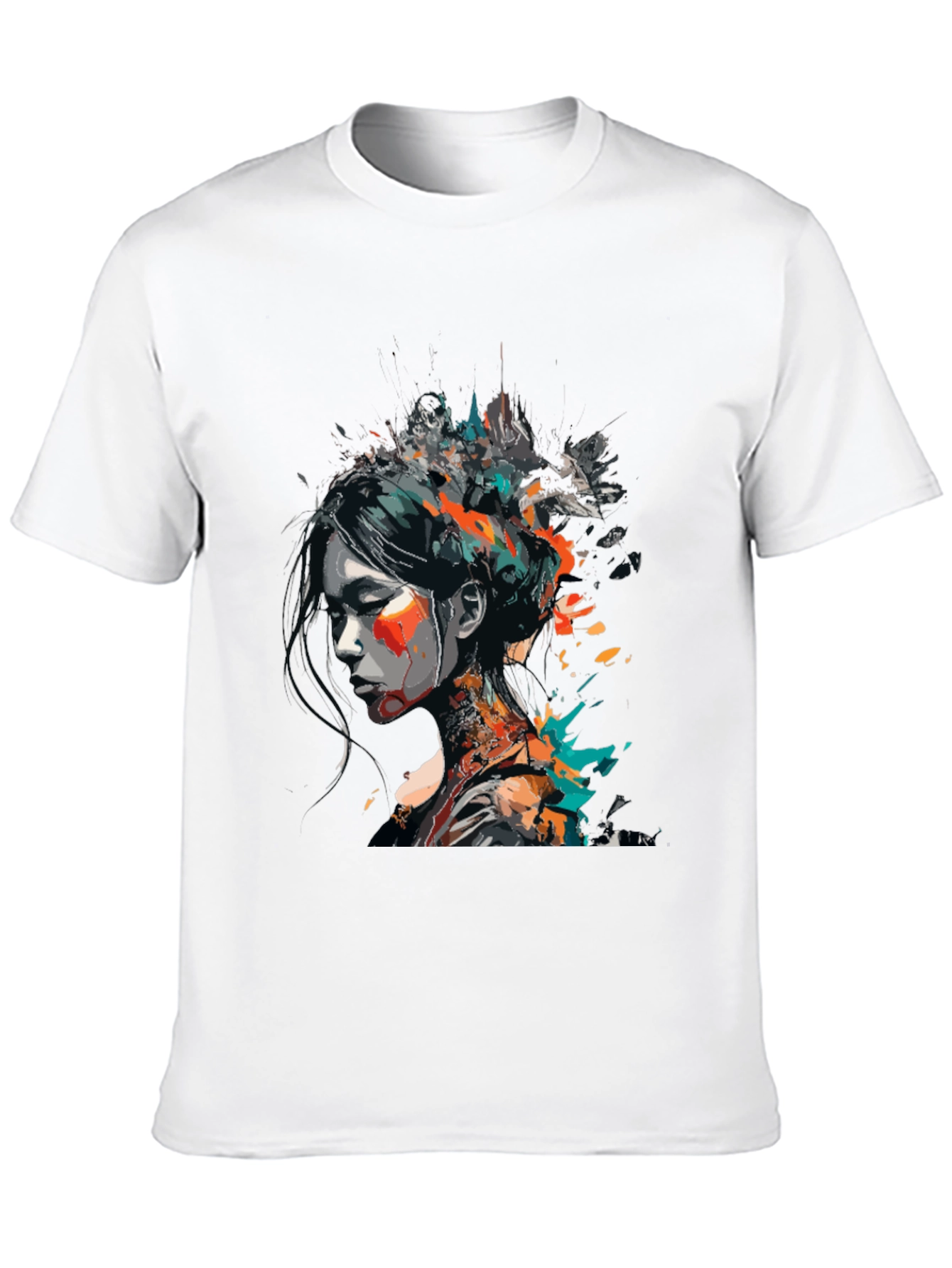 Black Abstract Art Woman's Graphic Tee - Modern Style view 10