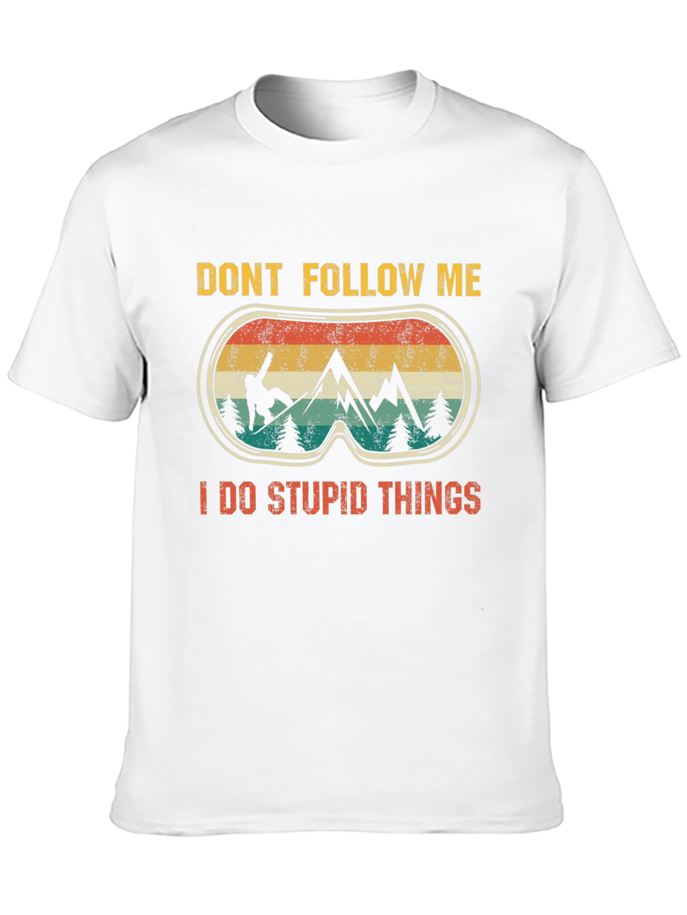 Black Don't Follow Me T-Shirt Funny Snowboarding Graphic Tee view 10