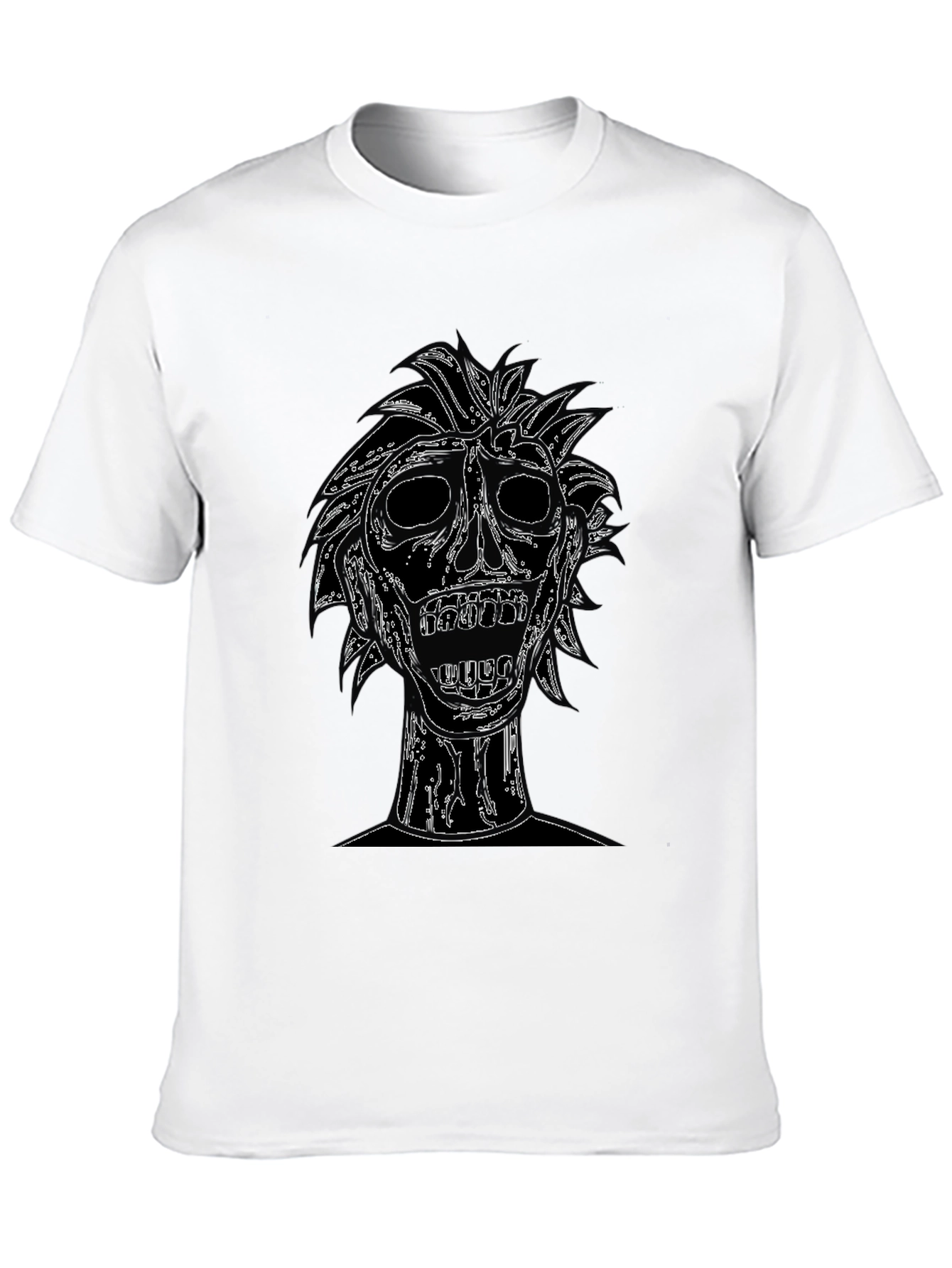 Black Edgy Skull Graphic Tee - Black Cotton T-Shirt view 10