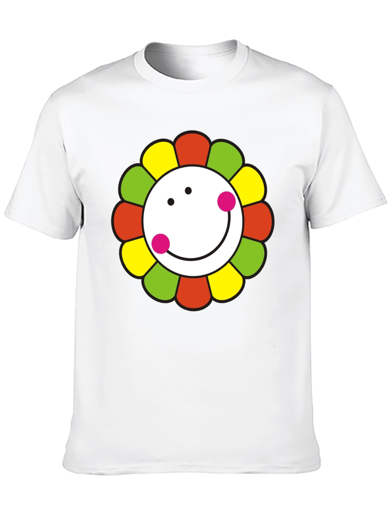 Black Smiley Flower Graphic T-Shirt - Black Cotton Tee view 10