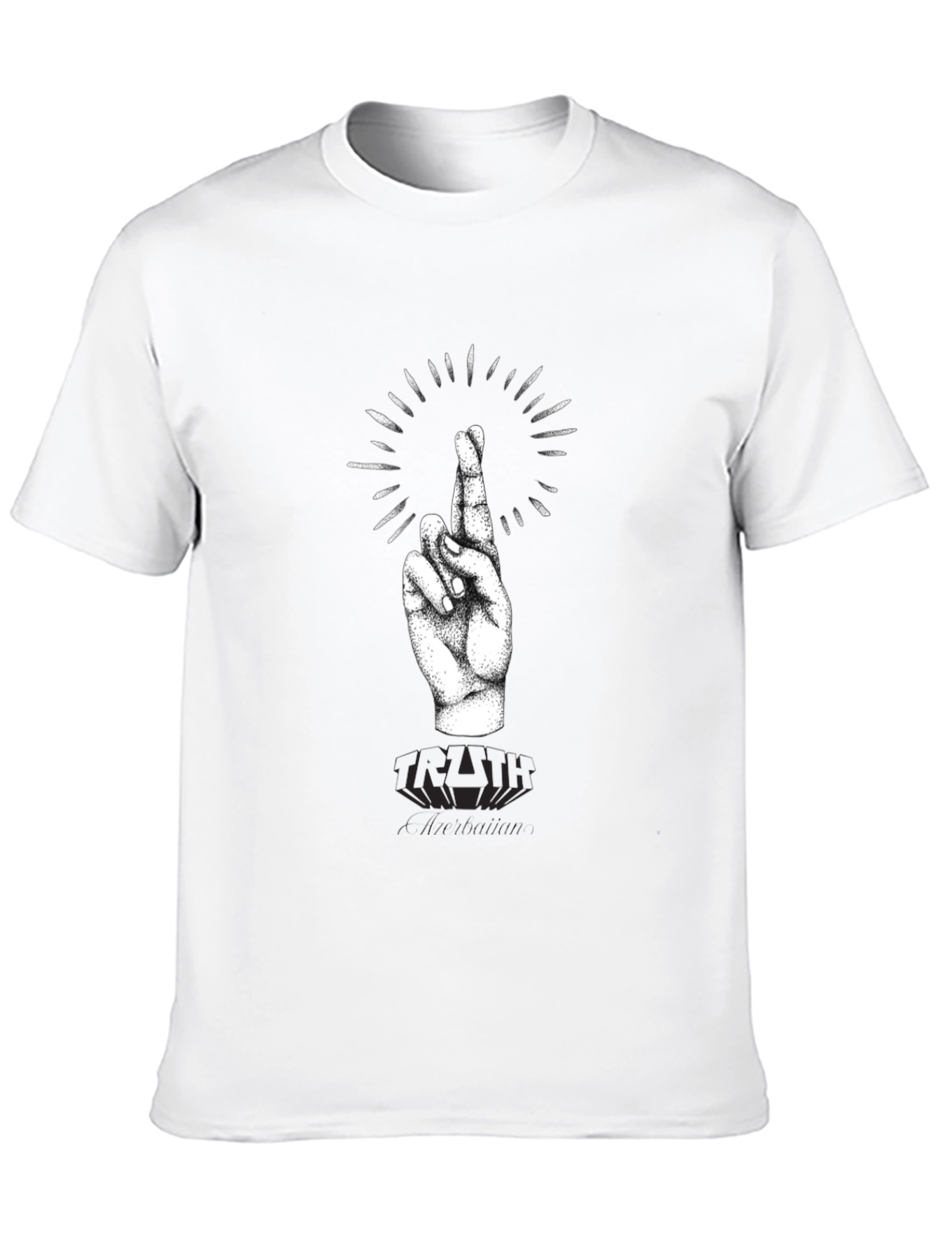 Black Black T-Shirt with Crossed Fingers Graphic view 10