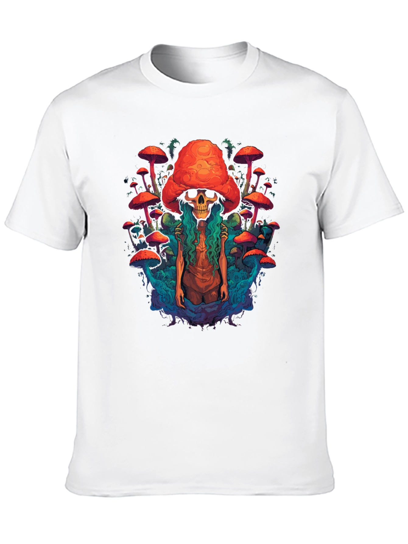 Black Mushroom Skull Graphic Tee - Unique Design view 10