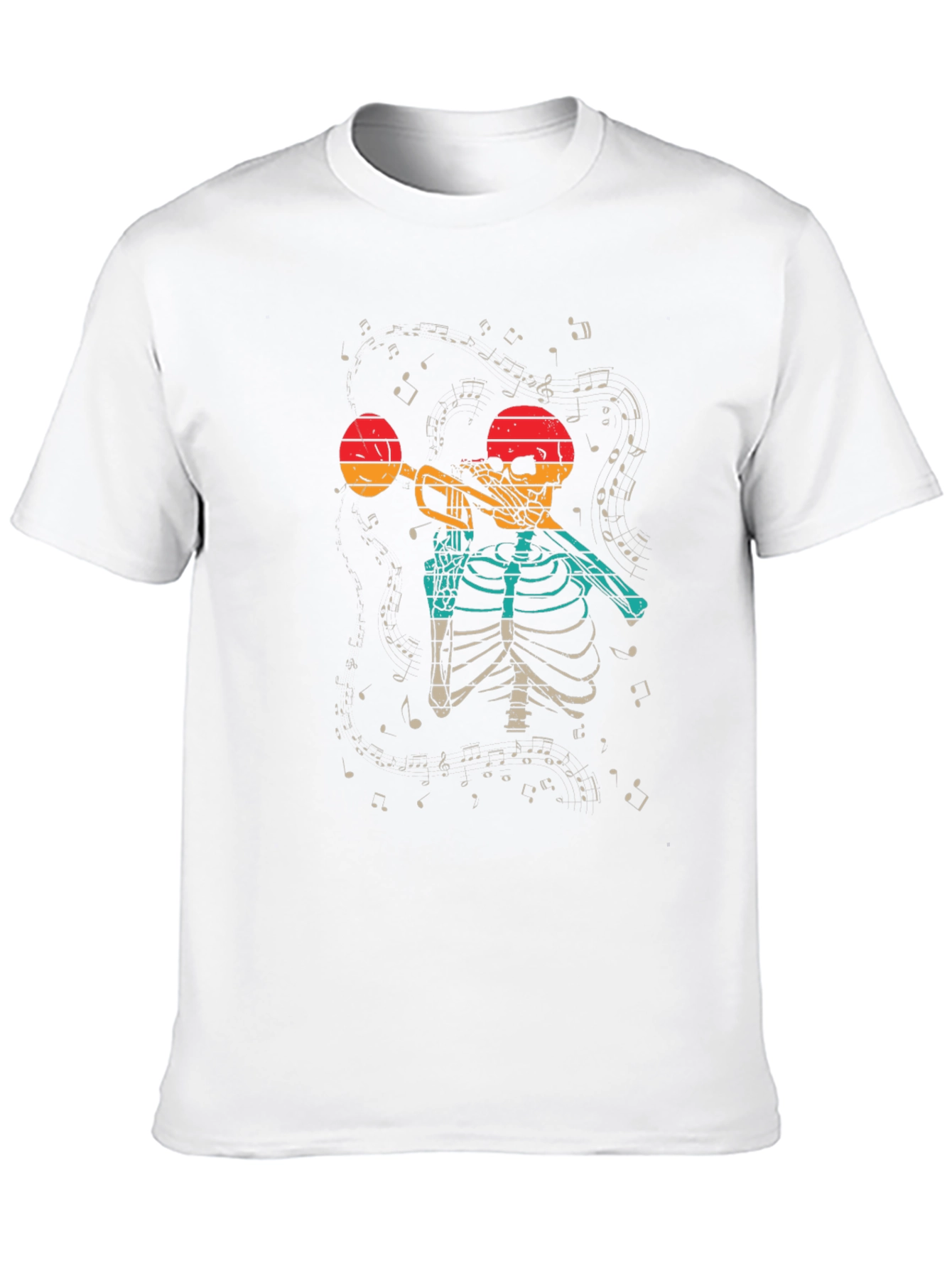 Black Skeleton Trumpet Player Graphic Tee view 10